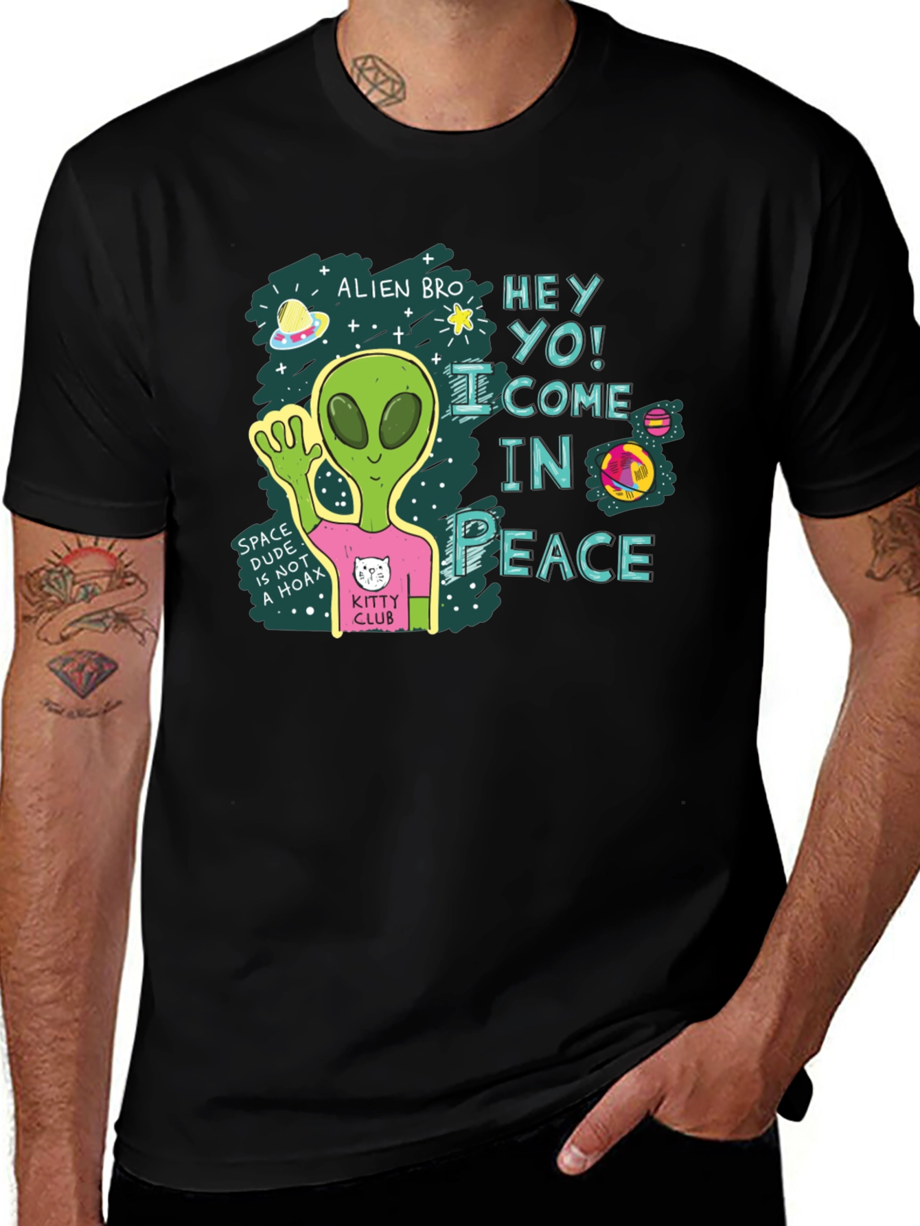 Alien Bro Come in Peace Graphic T-Shirt