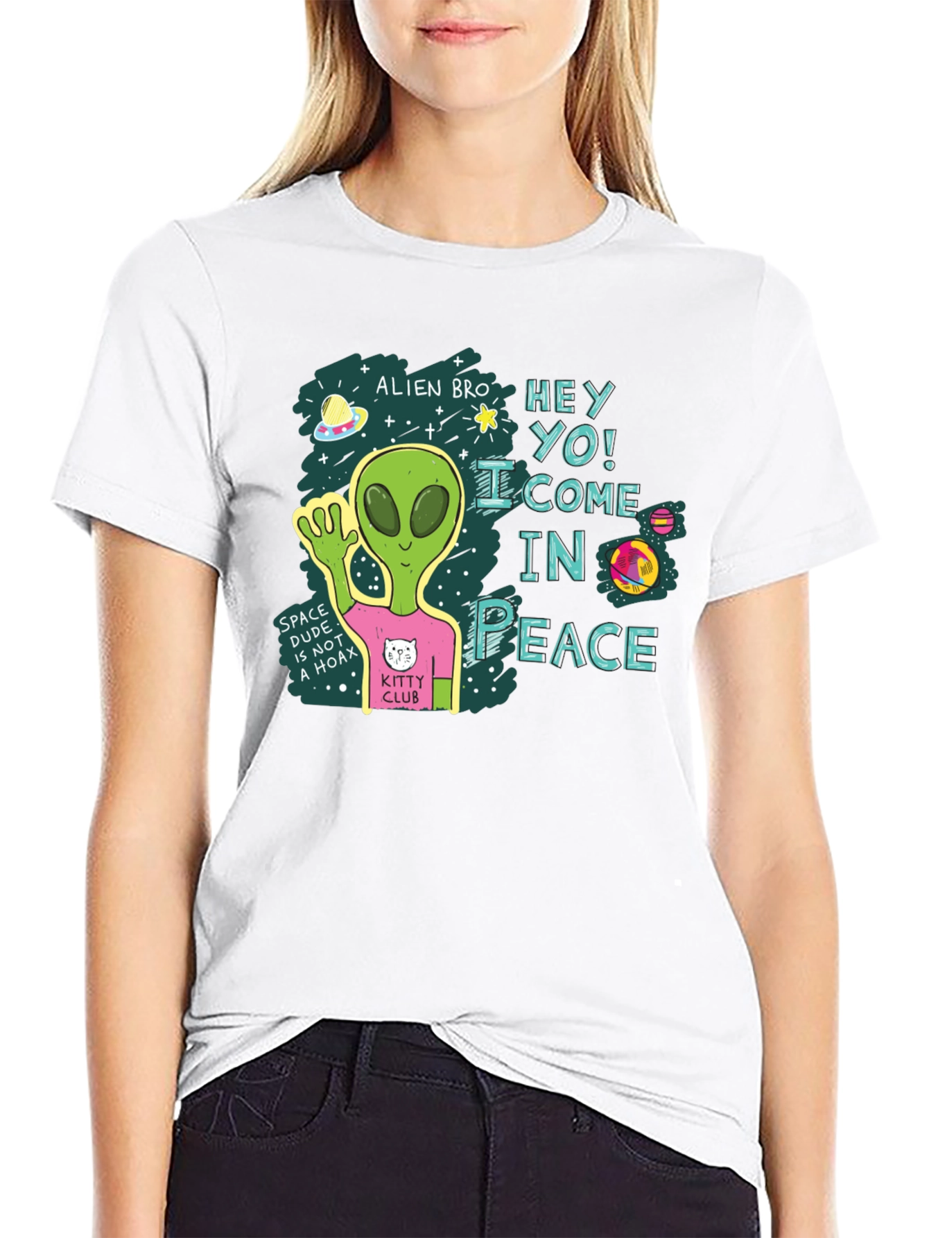 Alien Bro Come in Peace Graphic T-Shirt