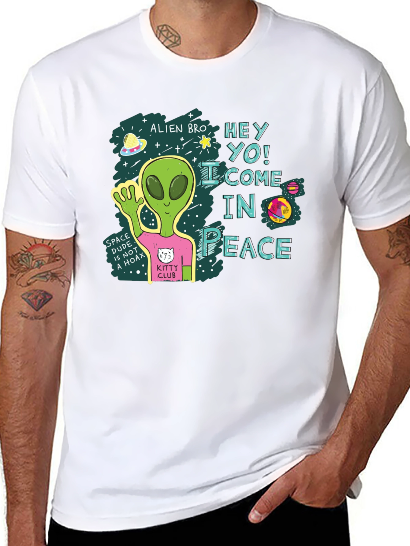 Alien Bro Come in Peace Graphic T-Shirt