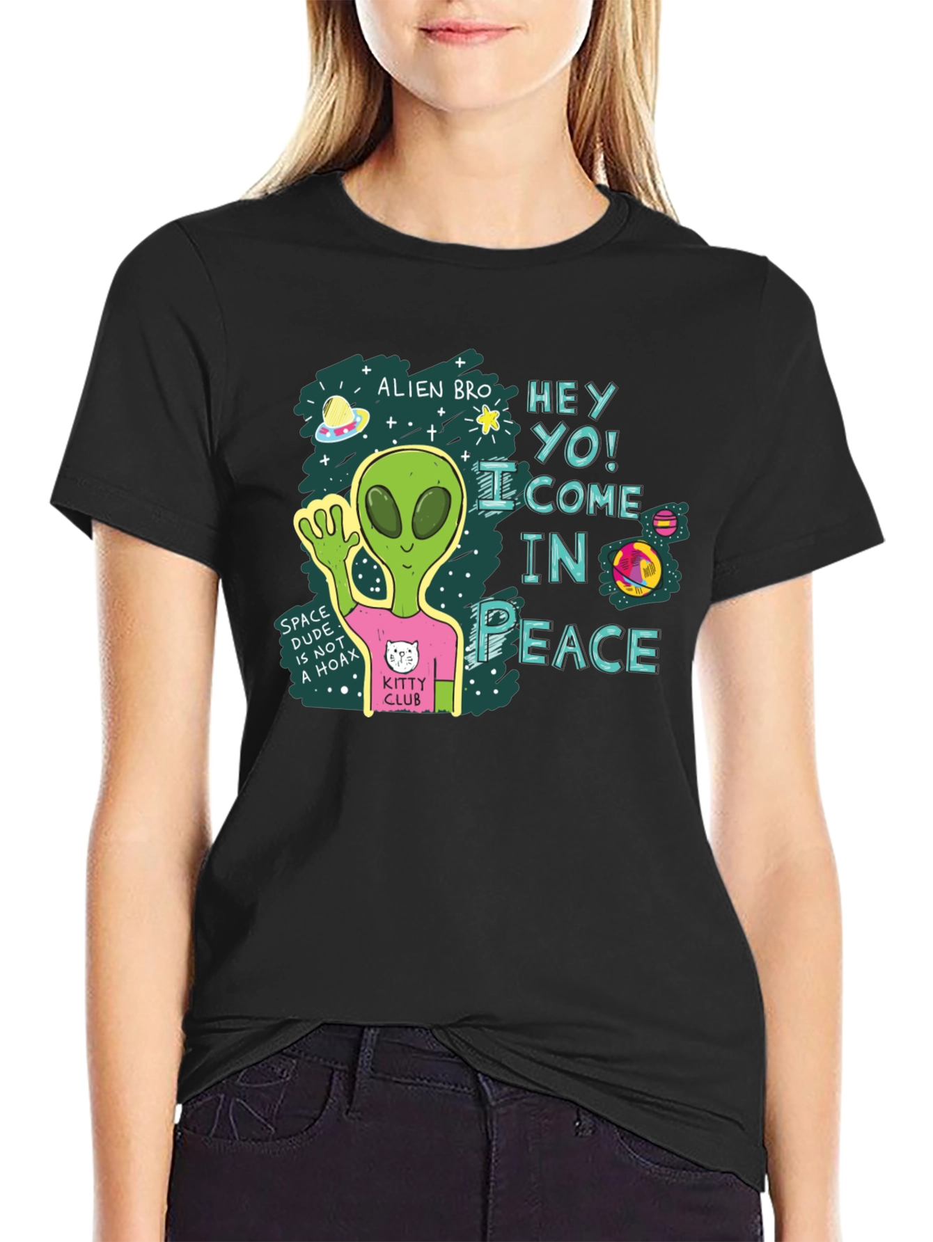 Alien Bro Come in Peace Graphic T-Shirt