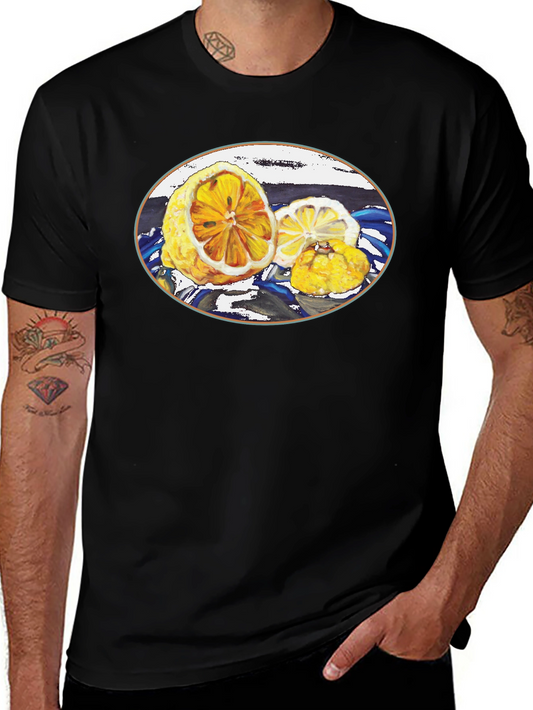Lemon Print Black Tee