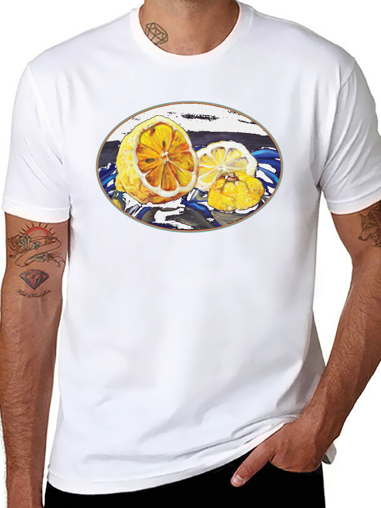 Lemon Print Black Tee