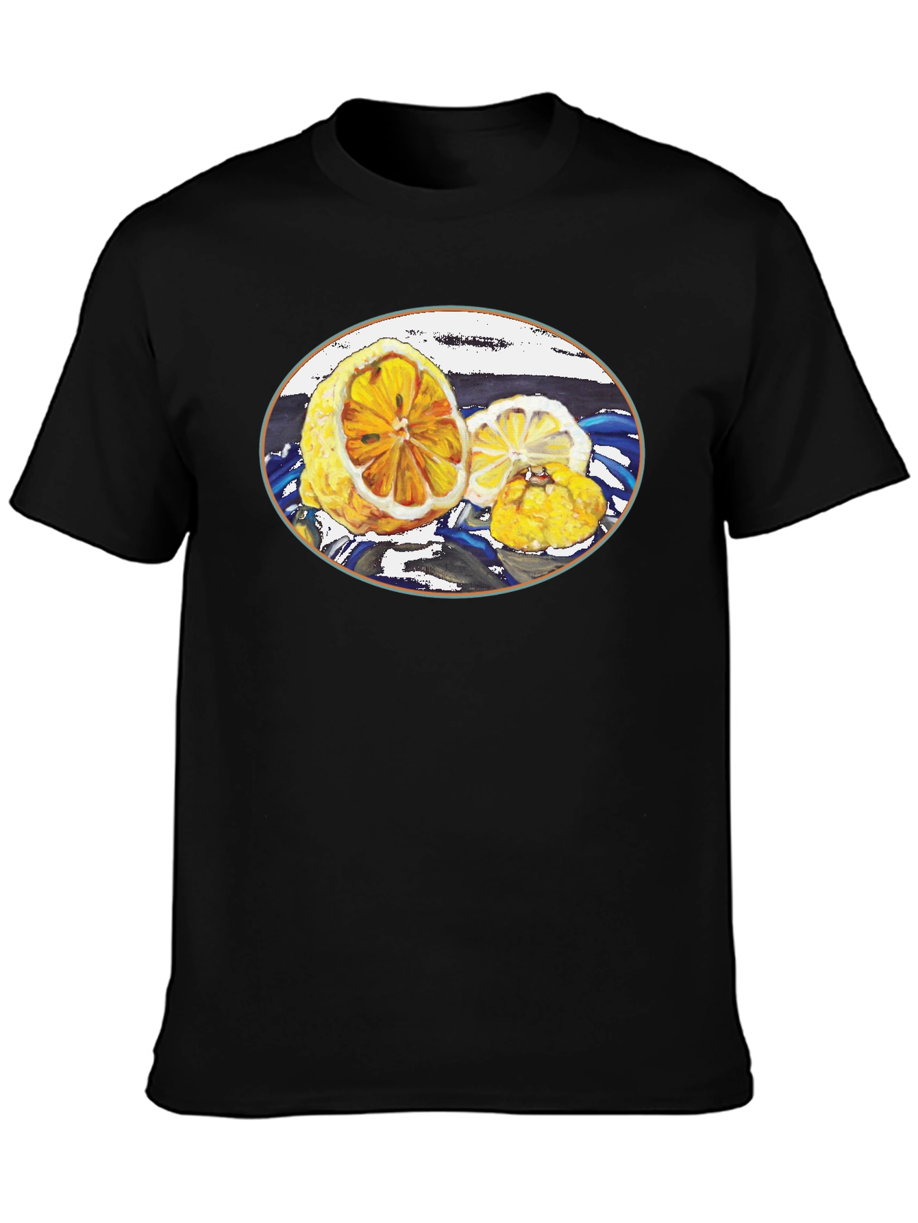 Lemon Print Black Tee