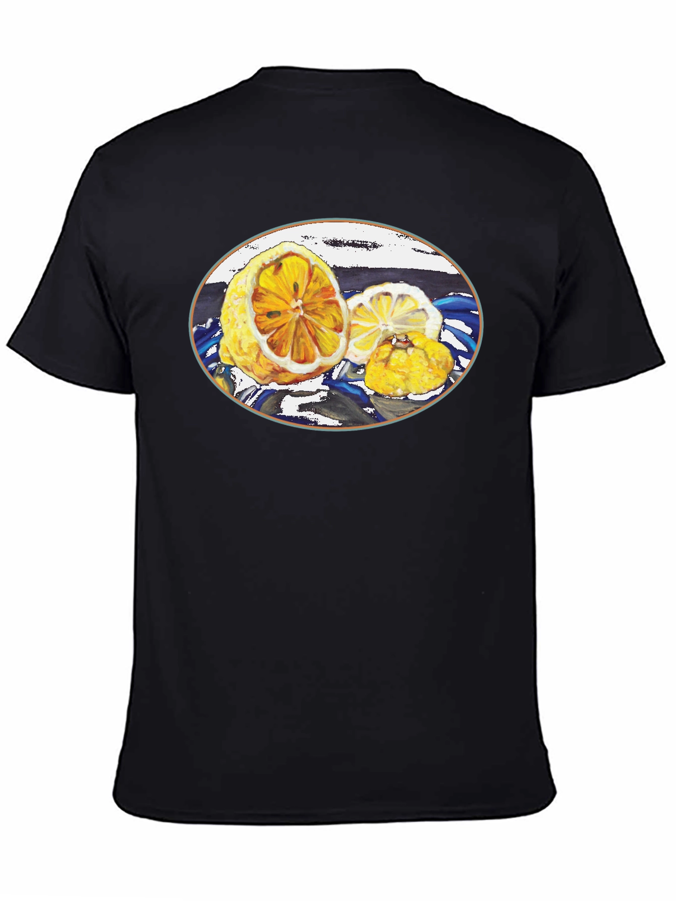 Lemon Print Black Tee