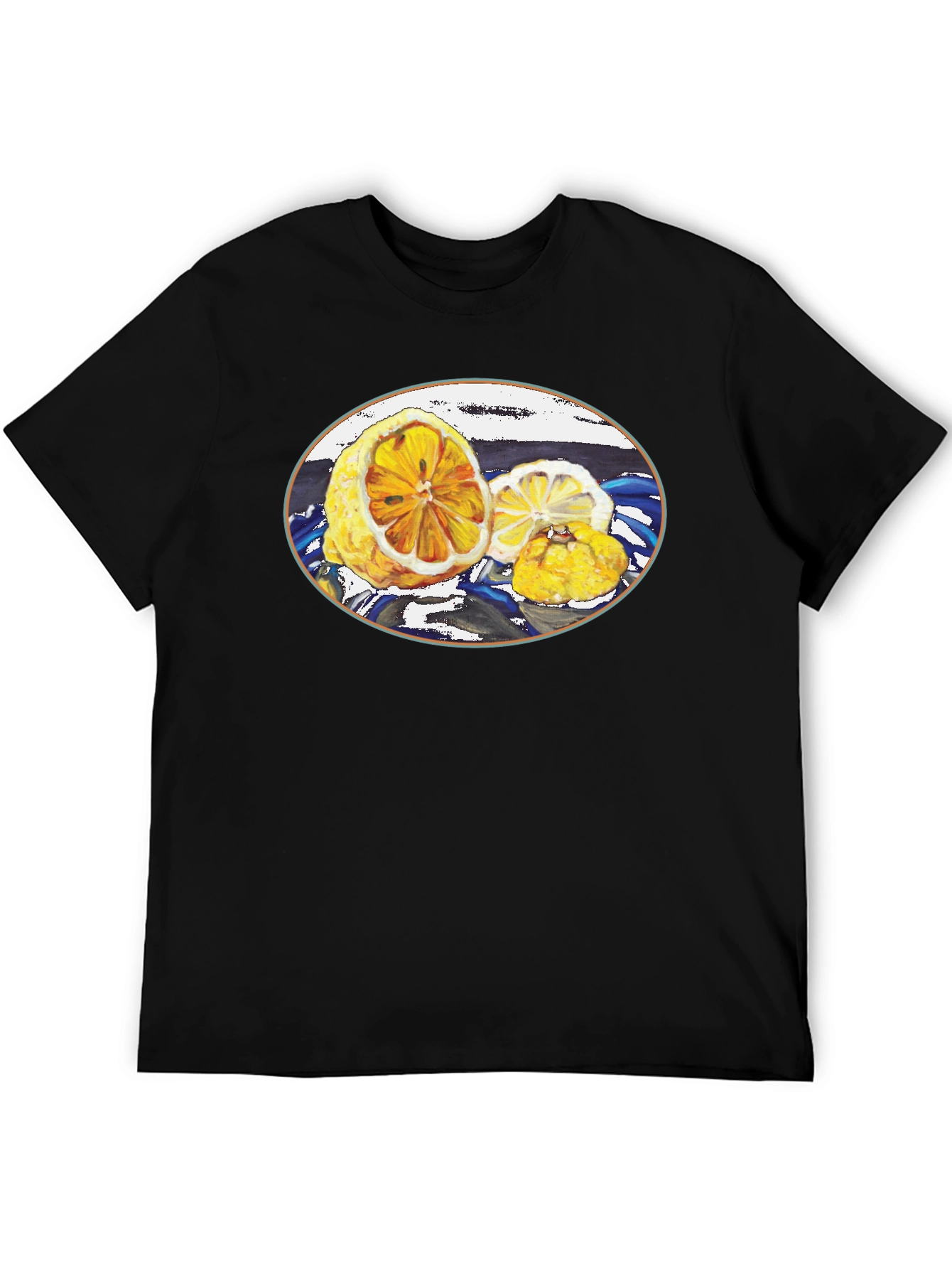 Lemon Print Black Tee