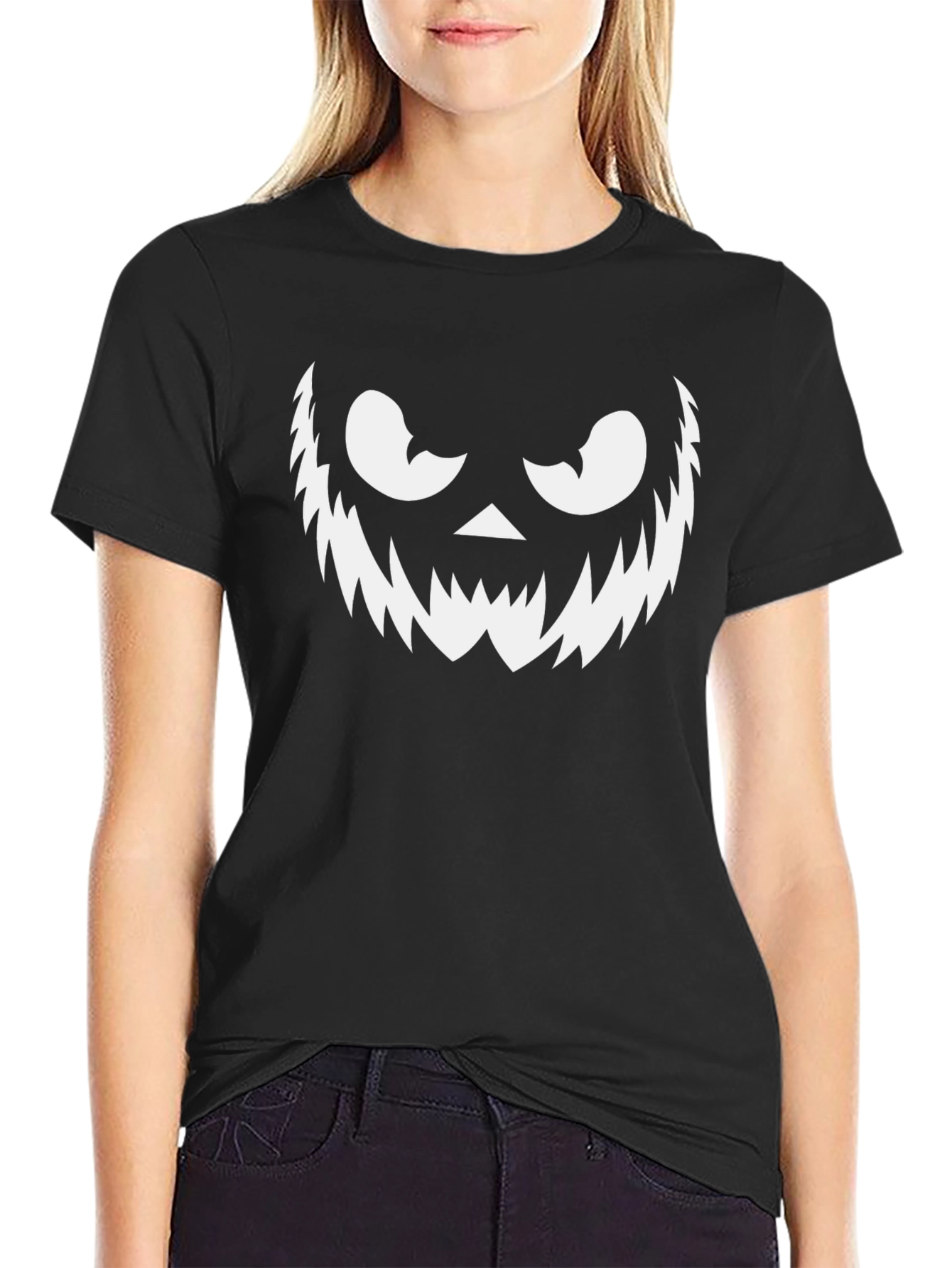 Mens Halloween T-Shirt with Spooky Pumpkin Face Graphic