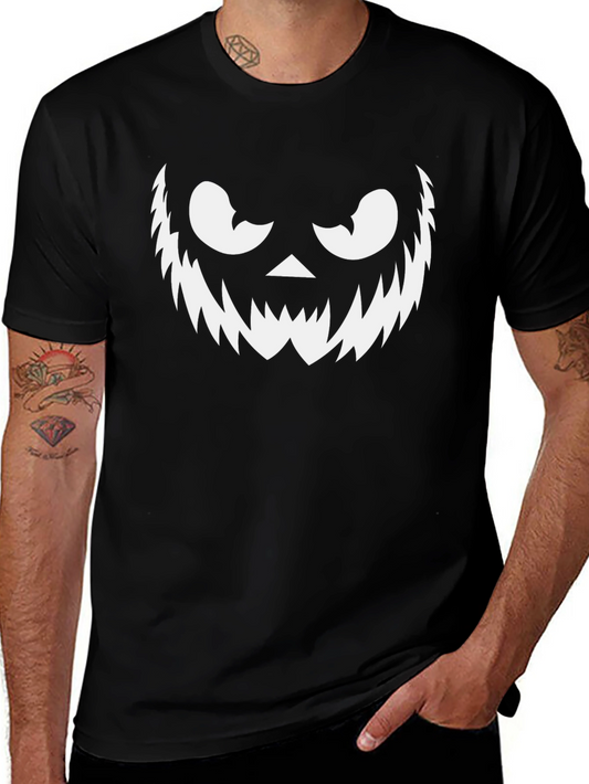 Mens Halloween T-Shirt with Spooky Pumpkin Face Graphic