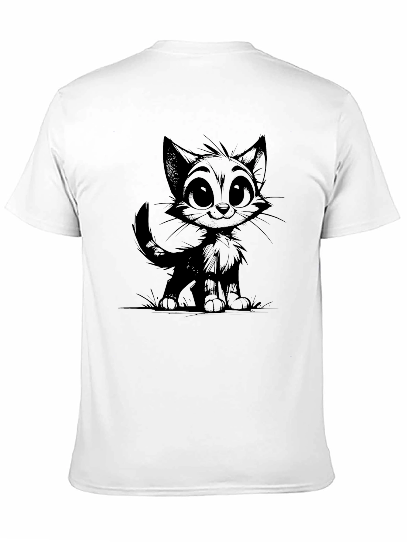 Cartoon Cat Graphic Tee - Mens Black T-Shirt