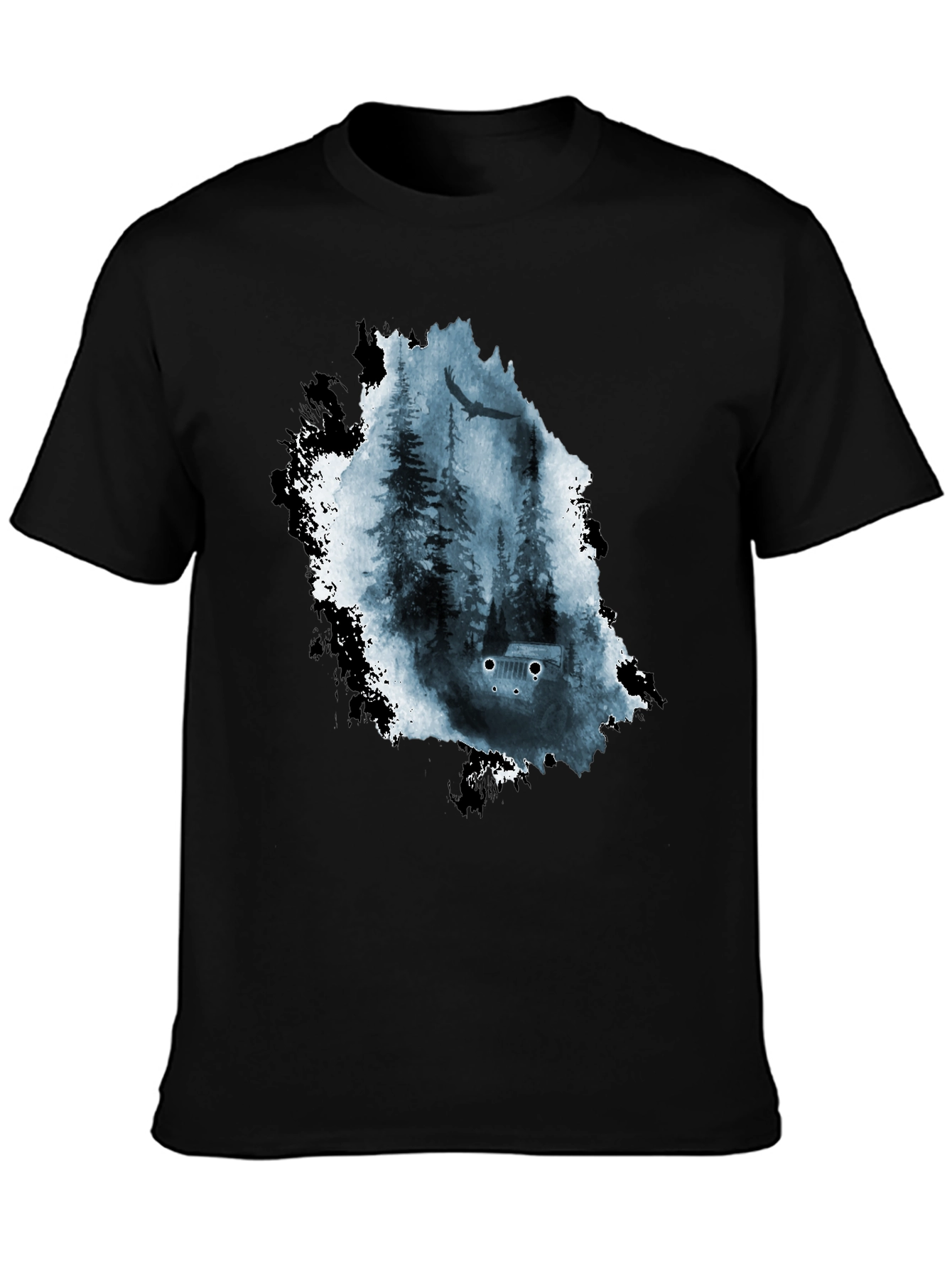 Nature Scene Graphic Tee - Black