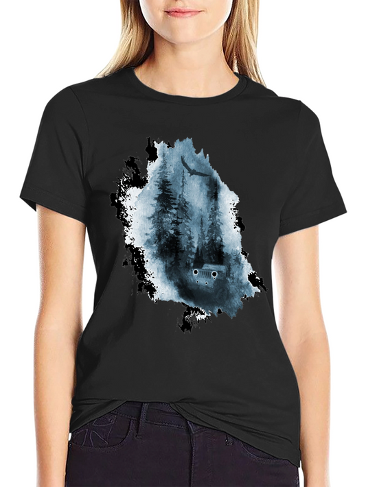 Nature Scene Graphic Tee - Black