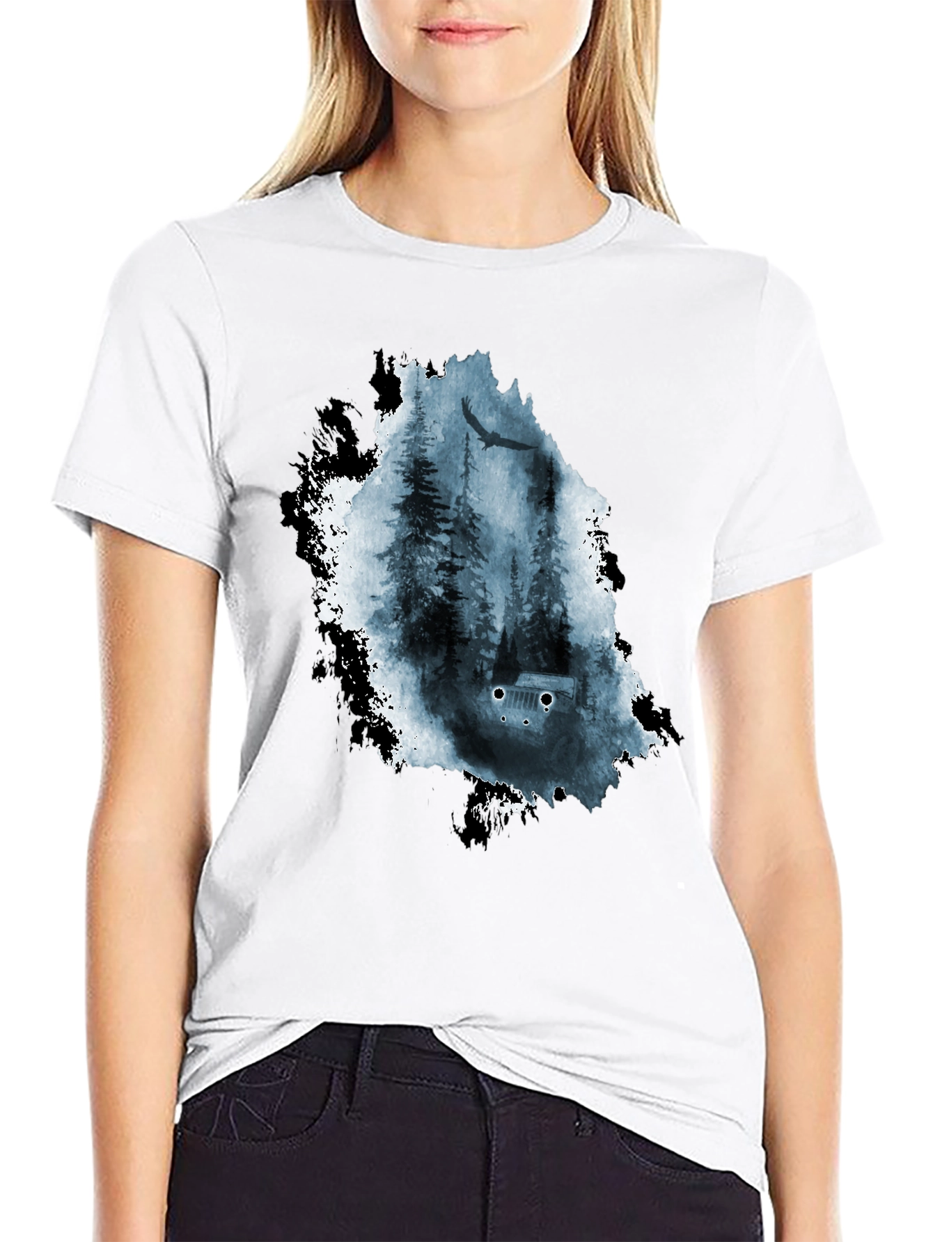 Nature Scene Graphic Tee - Black