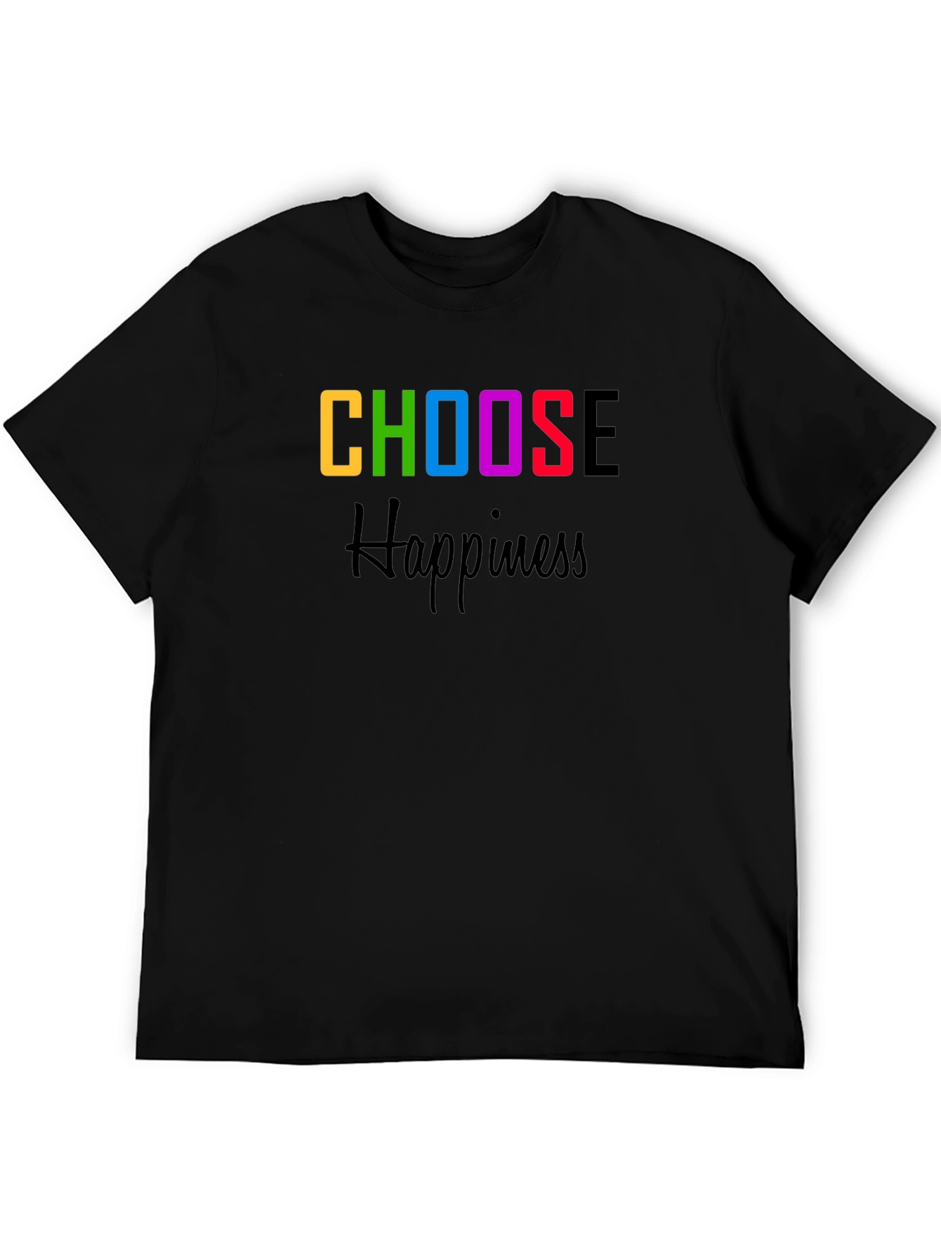 Choose Happiness Graphic Tee - Black Cotton Blend