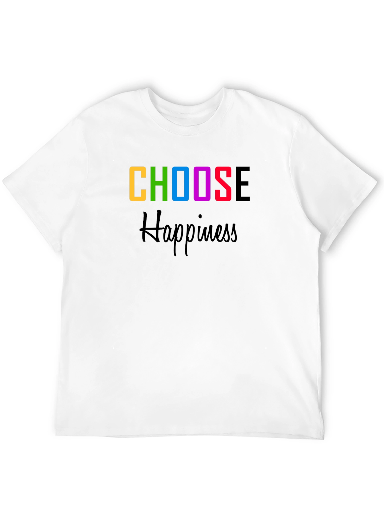 Choose Happiness Graphic Tee - Black Cotton Blend