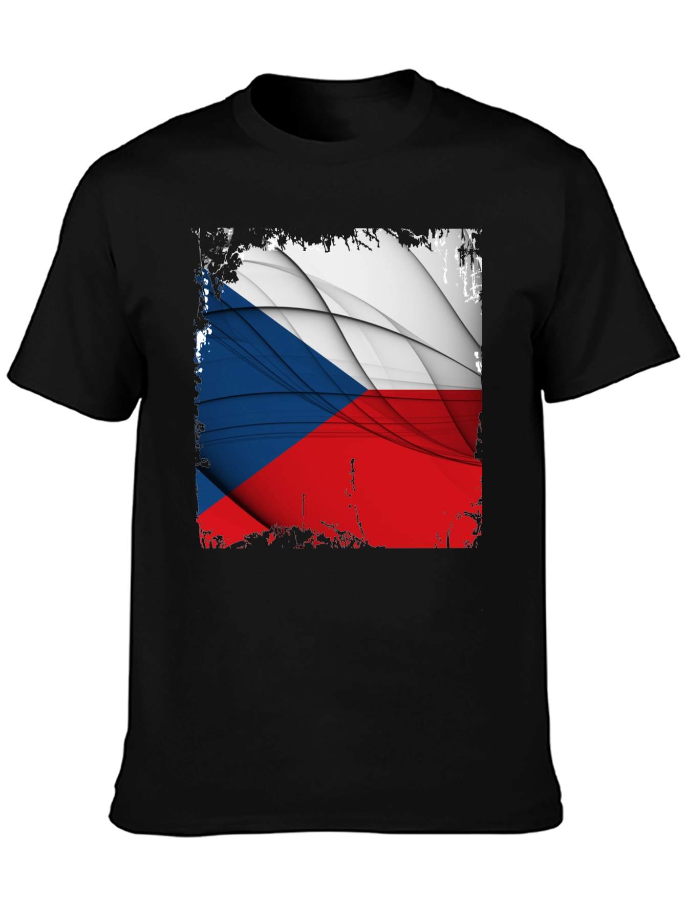 Czech Republic Flag Graphic T-Shirt - Black