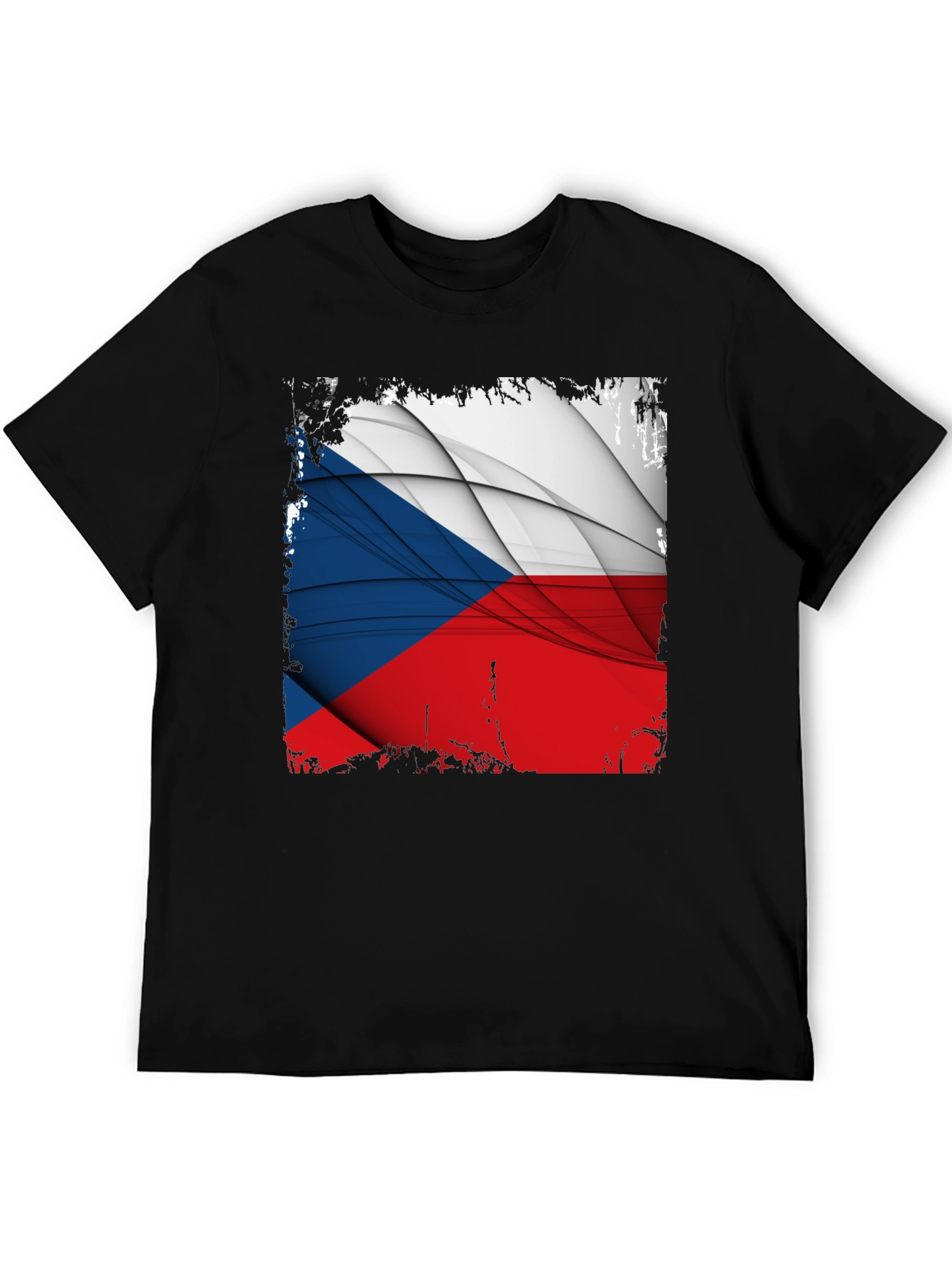 Czech Republic Flag Graphic T-Shirt - Black