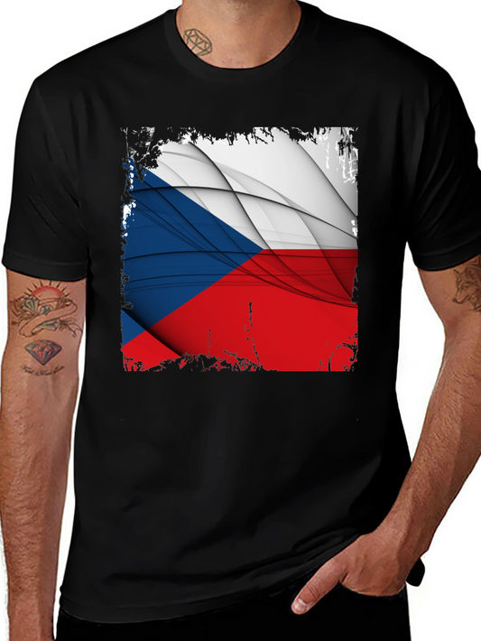 Czech Republic Flag Graphic T-Shirt - Black