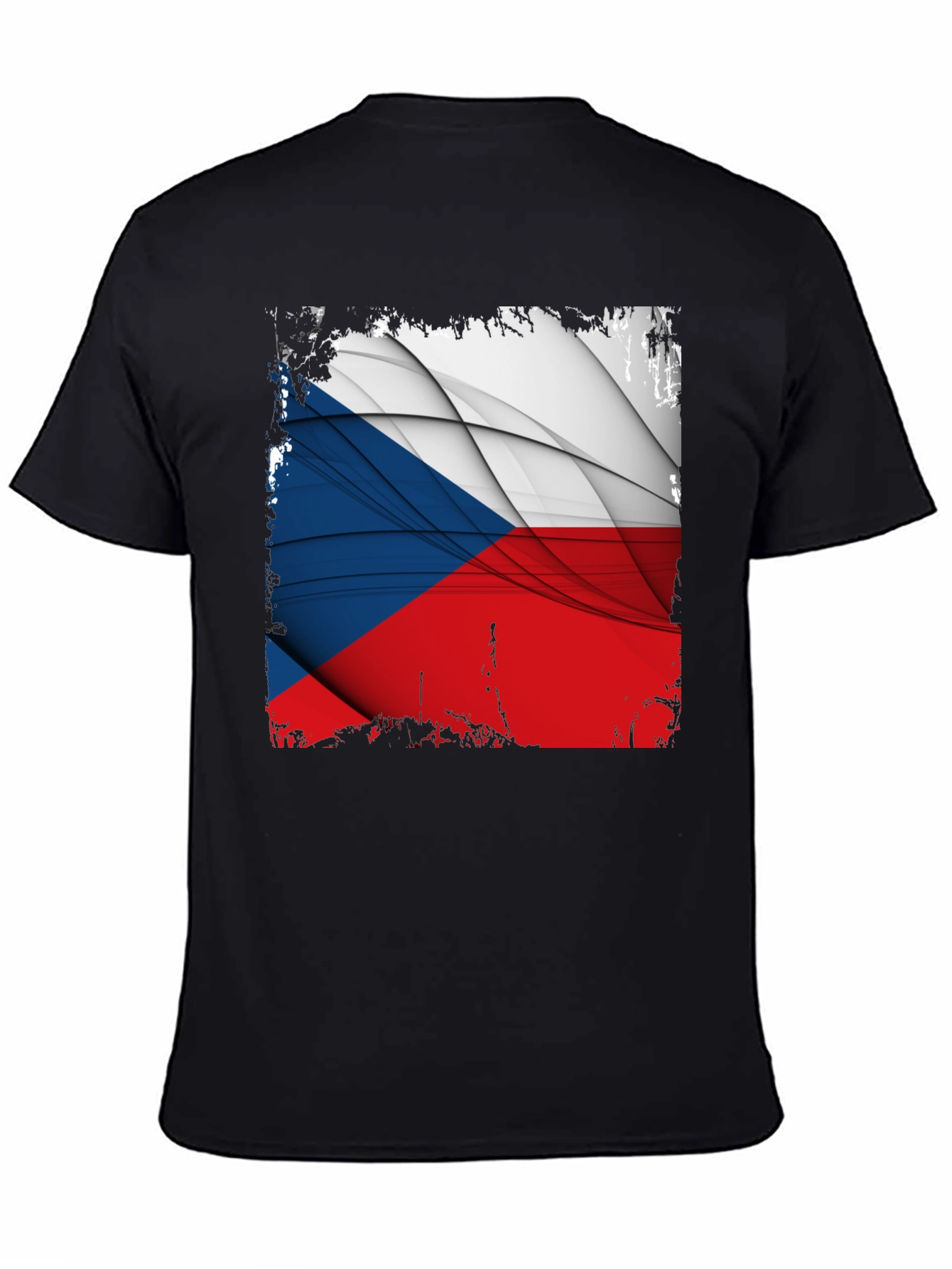 Czech Republic Flag Graphic T-Shirt - Black