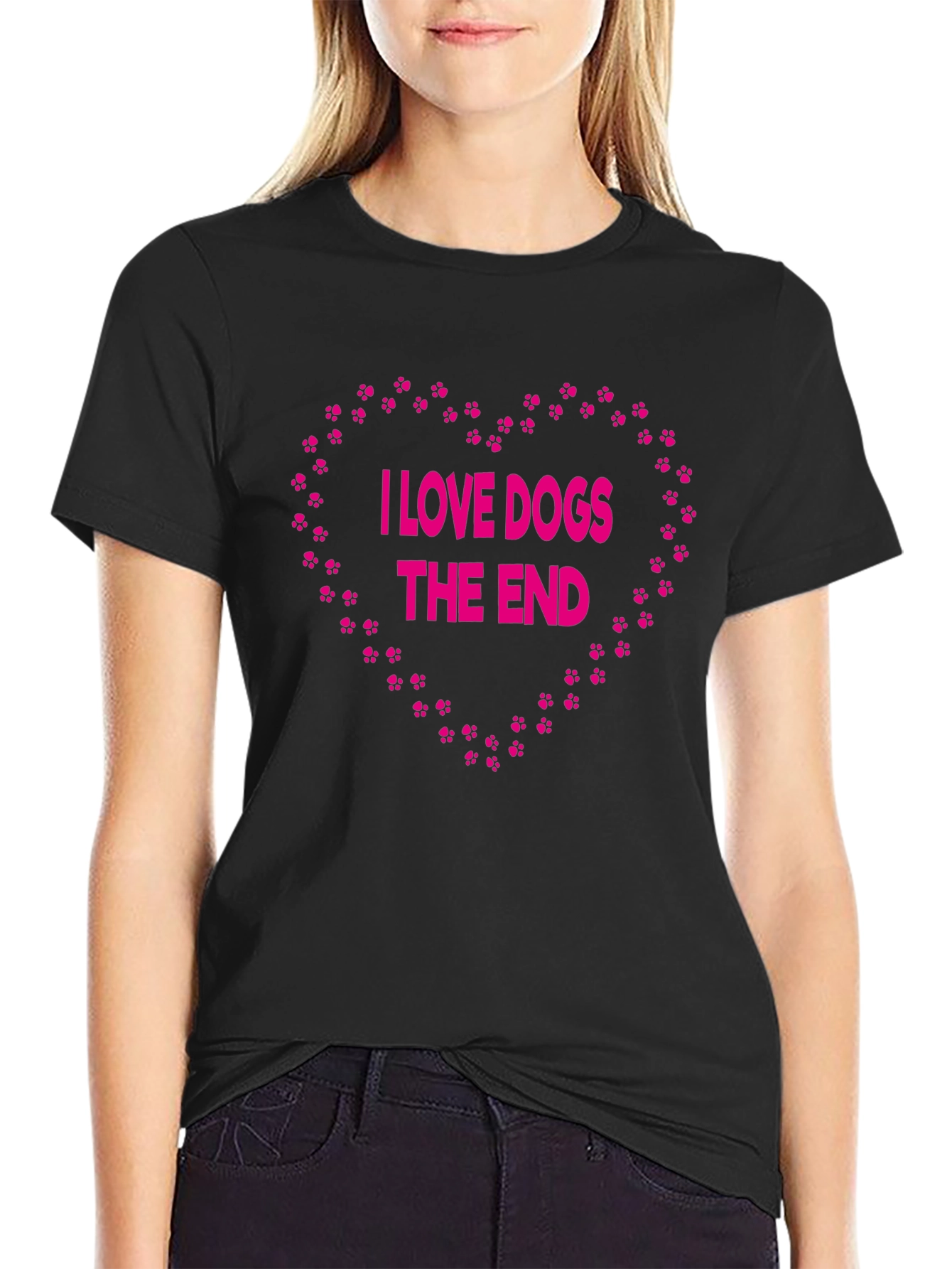 I Love Dogs T-Shirt Paw Print Heart Design