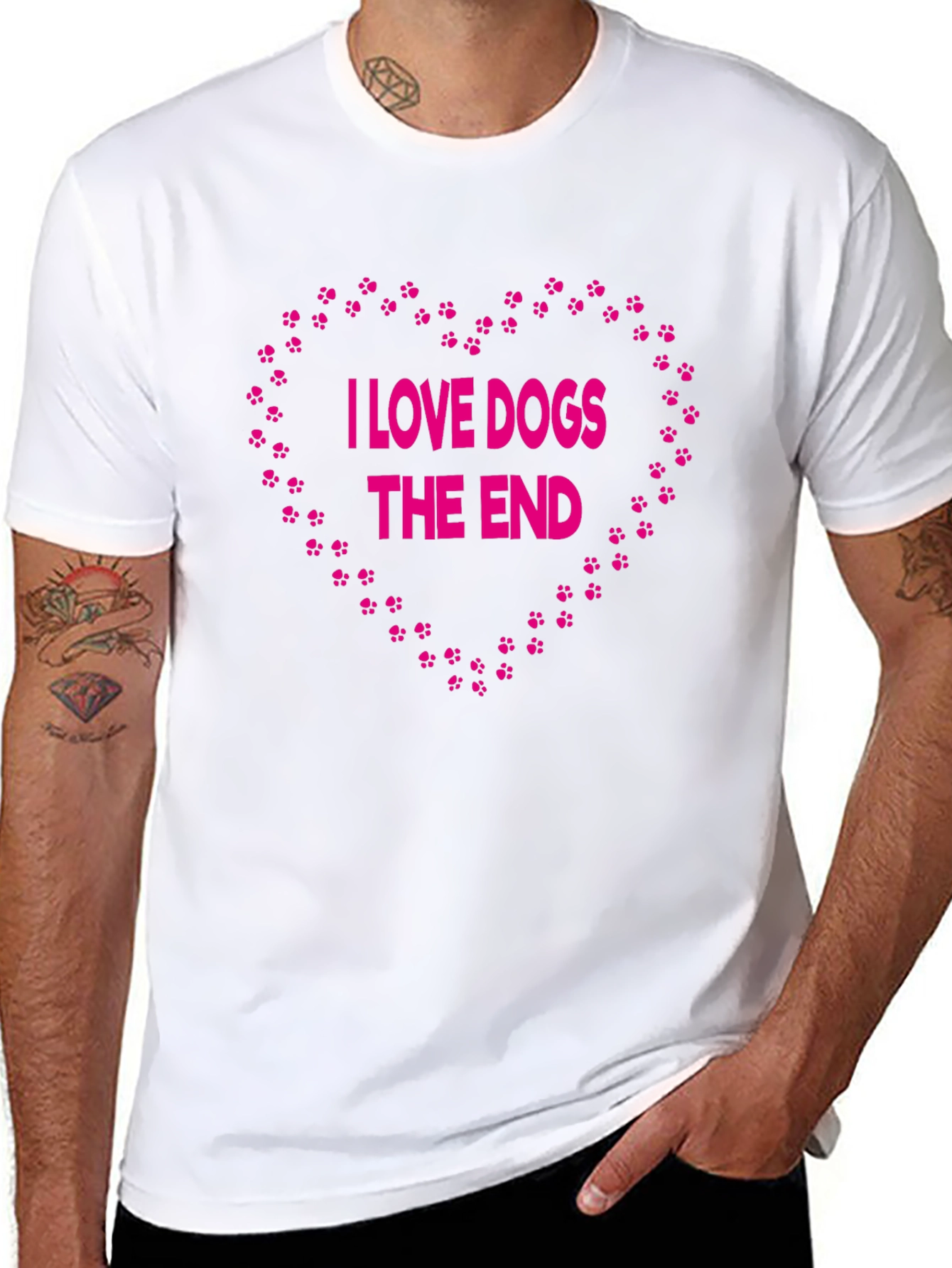 I Love Dogs T-Shirt Paw Print Heart Design
