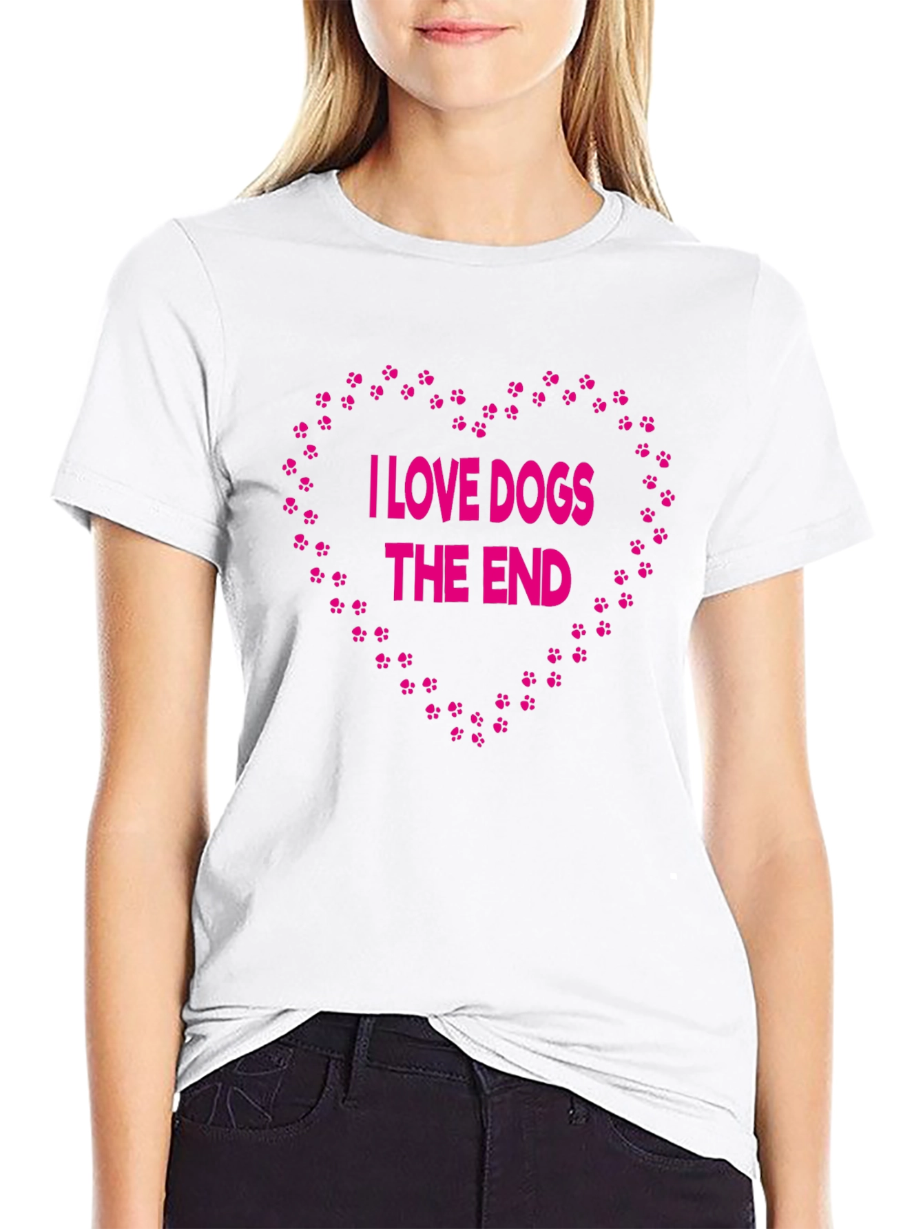 I Love Dogs T-Shirt Paw Print Heart Design