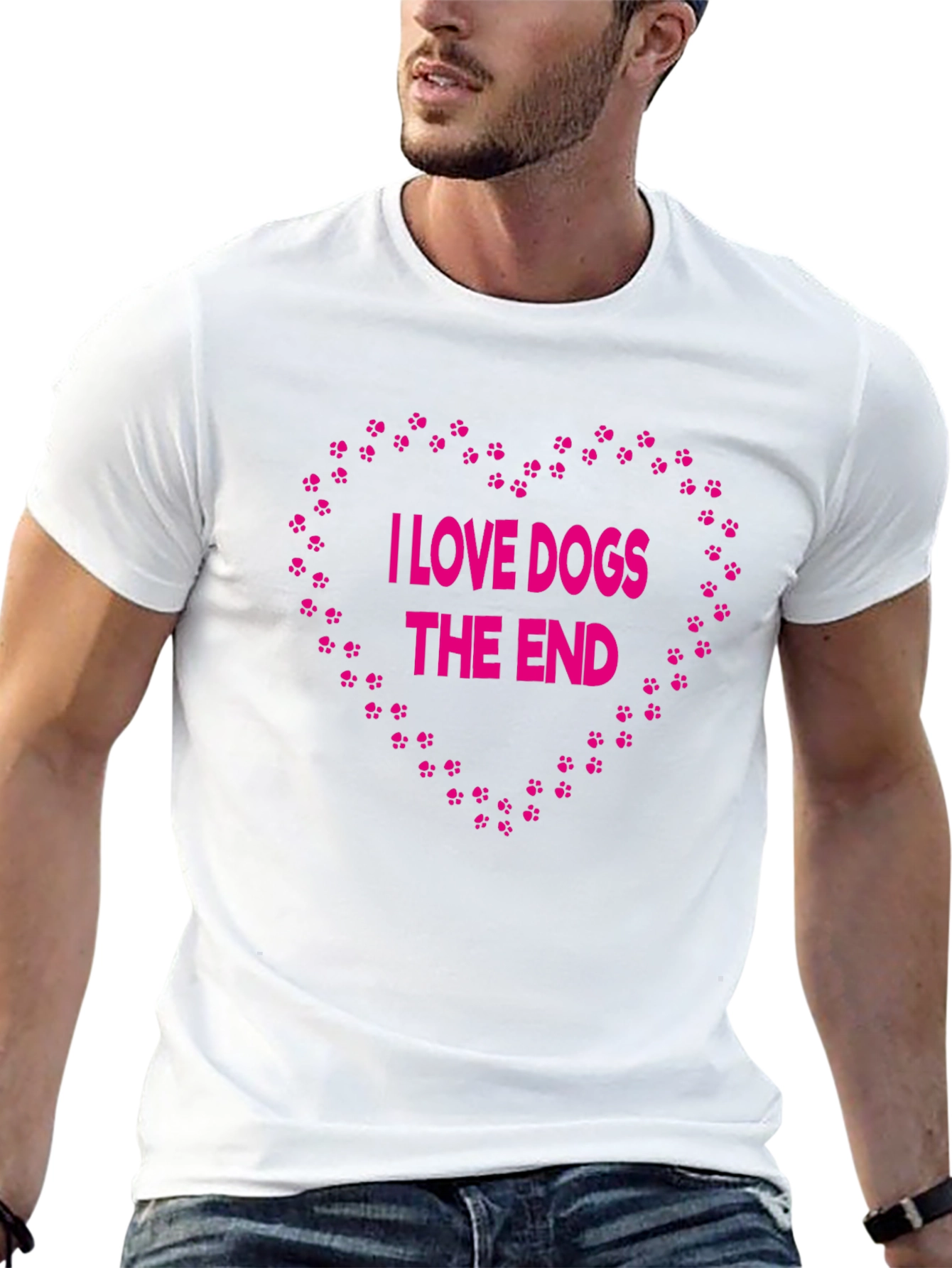 I Love Dogs T-Shirt Paw Print Heart Design