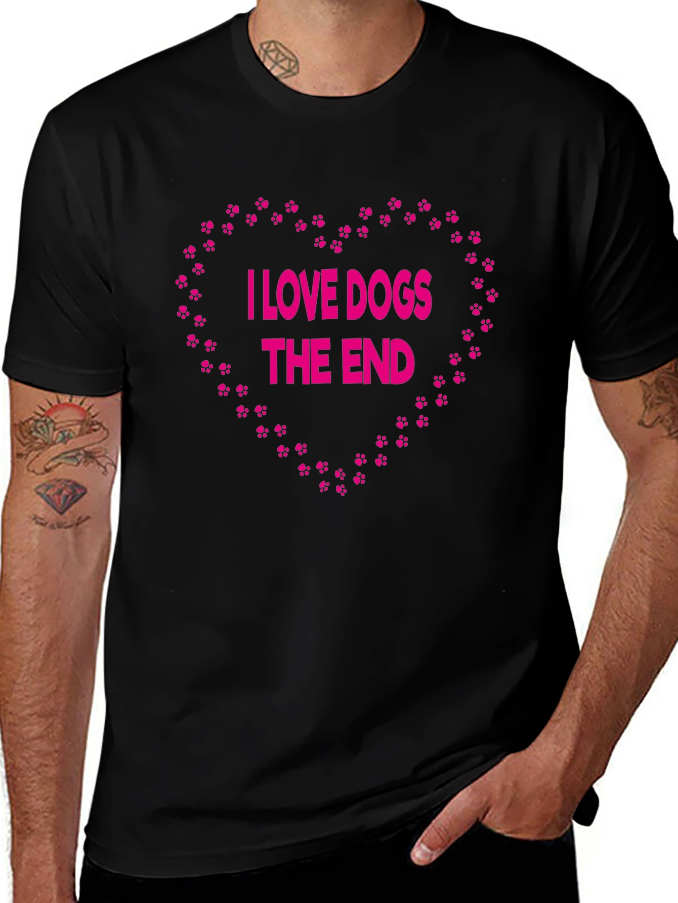 I Love Dogs T-Shirt Paw Print Heart Design