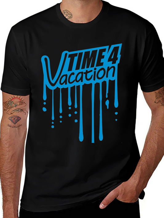 Time 4 Vacation Graphic T-Shirt - Black Cotton Tee
