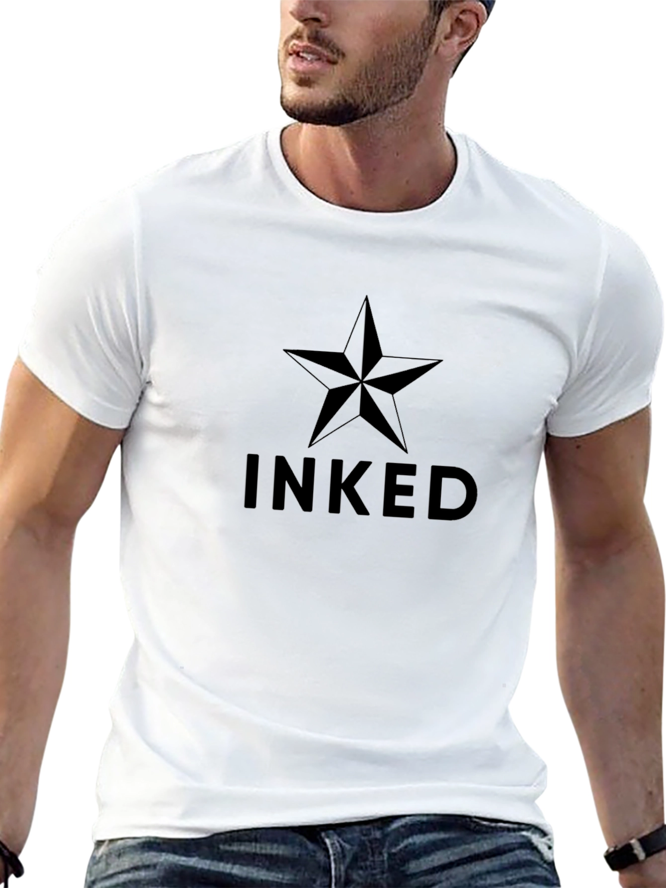 Inked Star Graphic Tee - Black Casual T-Shirt