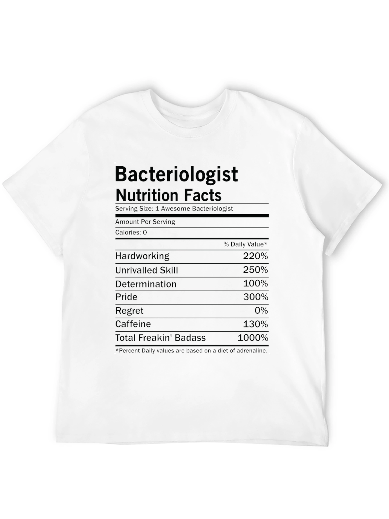 Bacteriologist Nutrition Facts T-Shirt Funny Science Tee