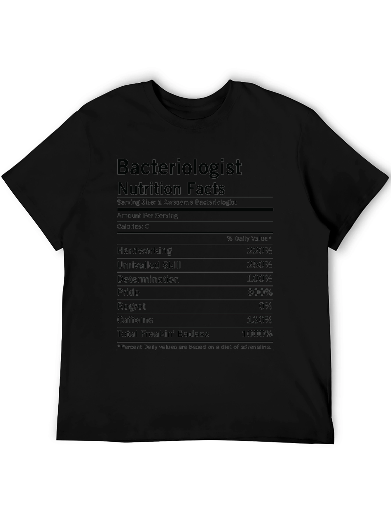 Bacteriologist Nutrition Facts T-Shirt Funny Science Tee