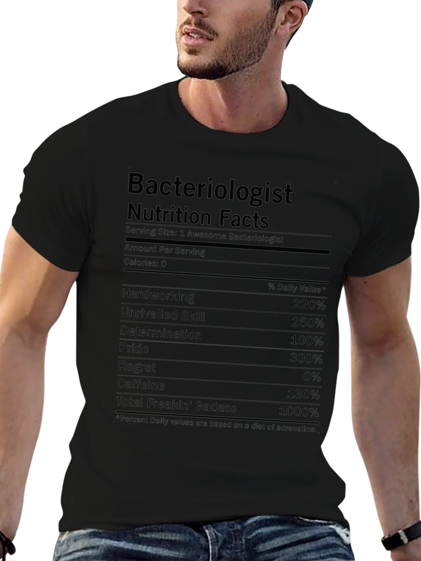 Bacteriologist Nutrition Facts T-Shirt Funny Science Tee
