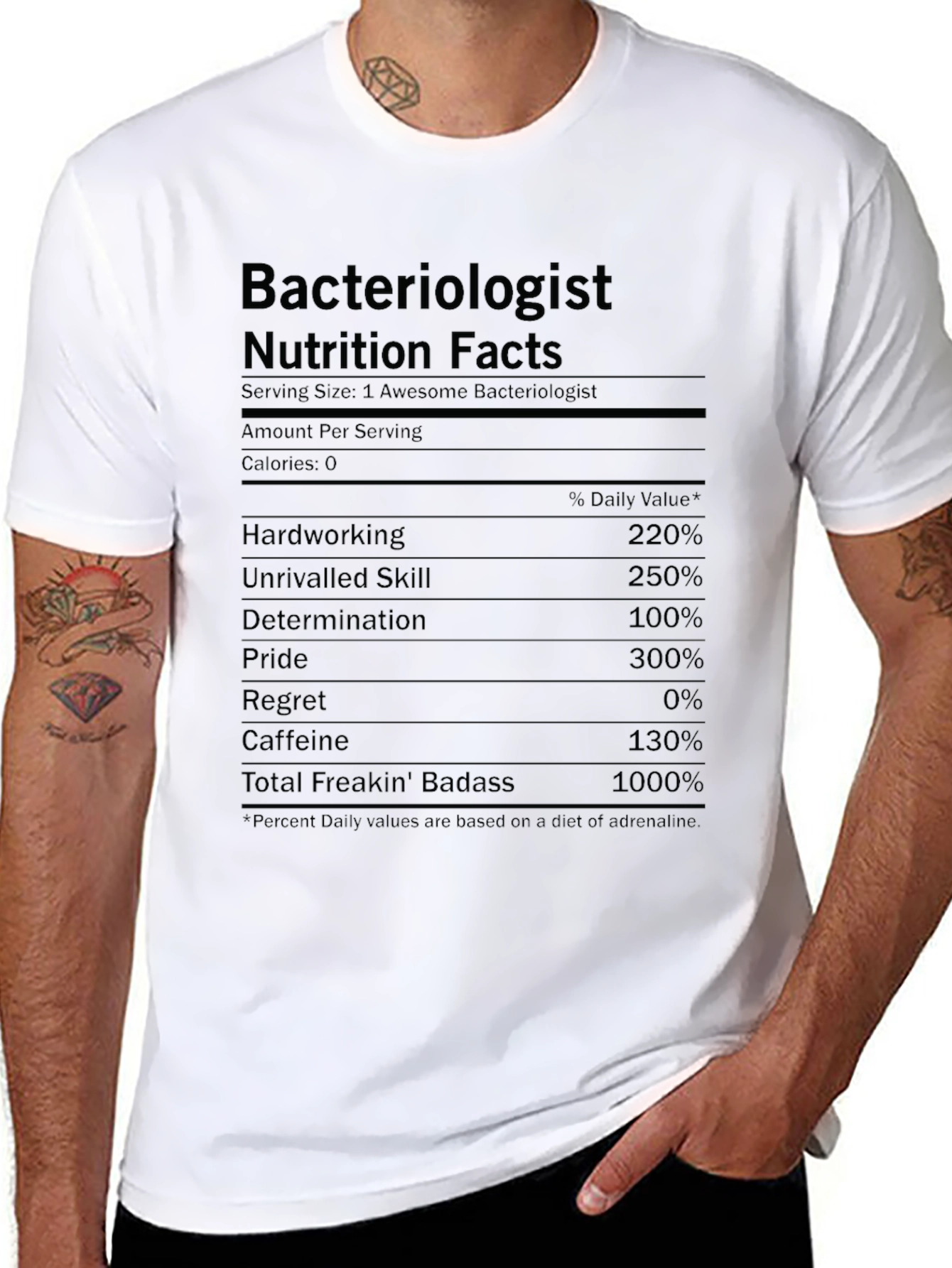 Bacteriologist Nutrition Facts T-Shirt Funny Science Tee