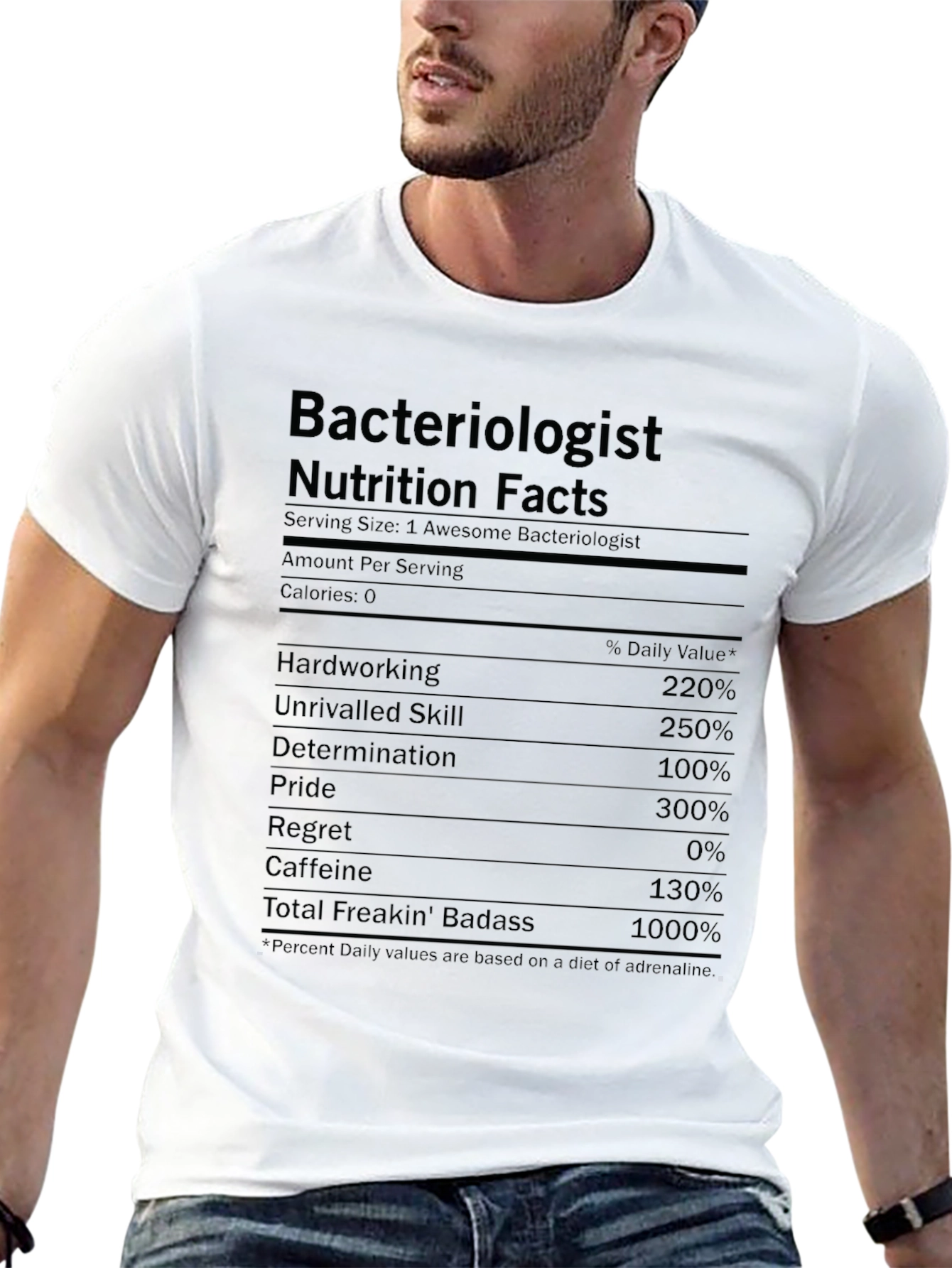 Bacteriologist Nutrition Facts T-Shirt Funny Science Tee