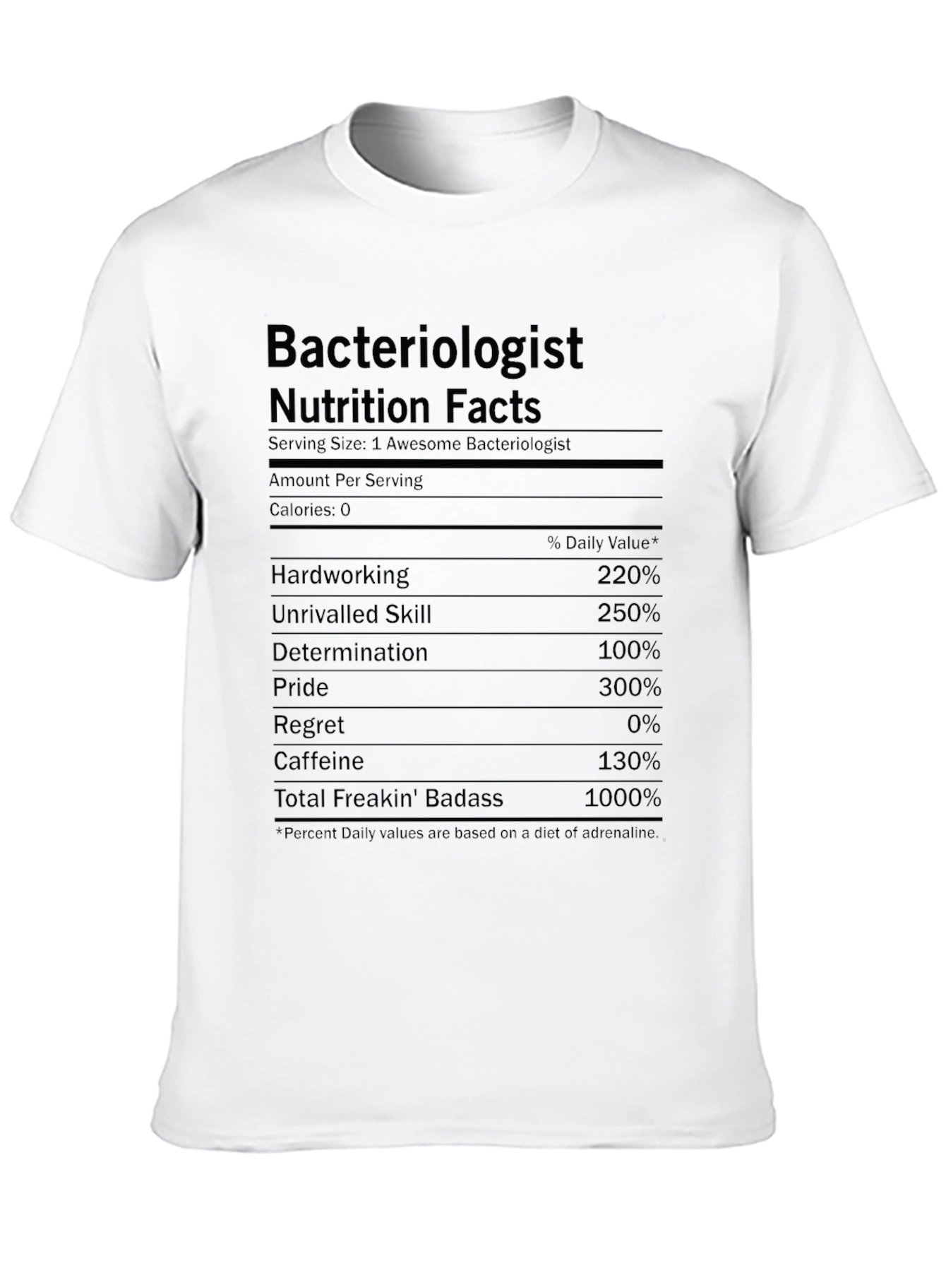 Bacteriologist Nutrition Facts T-Shirt Funny Science Tee
