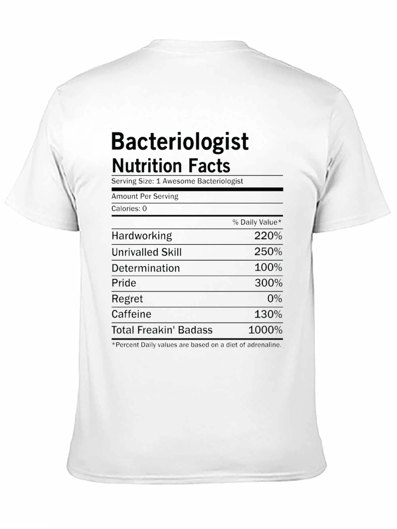 Bacteriologist Nutrition Facts T-Shirt Funny Science Tee