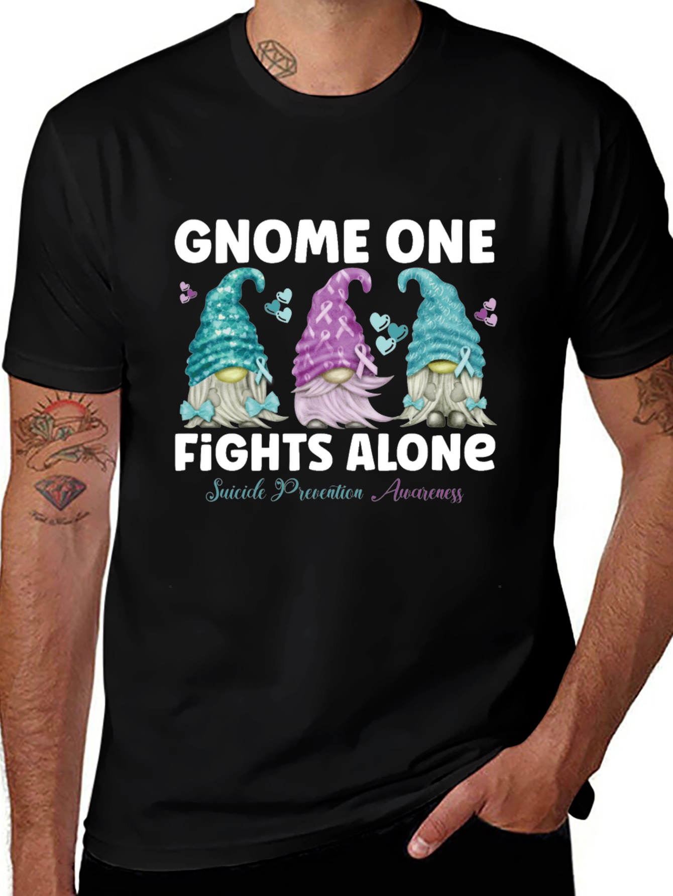 Gnome One Fights Alone Suicide Prevention Awareness T-Shirt