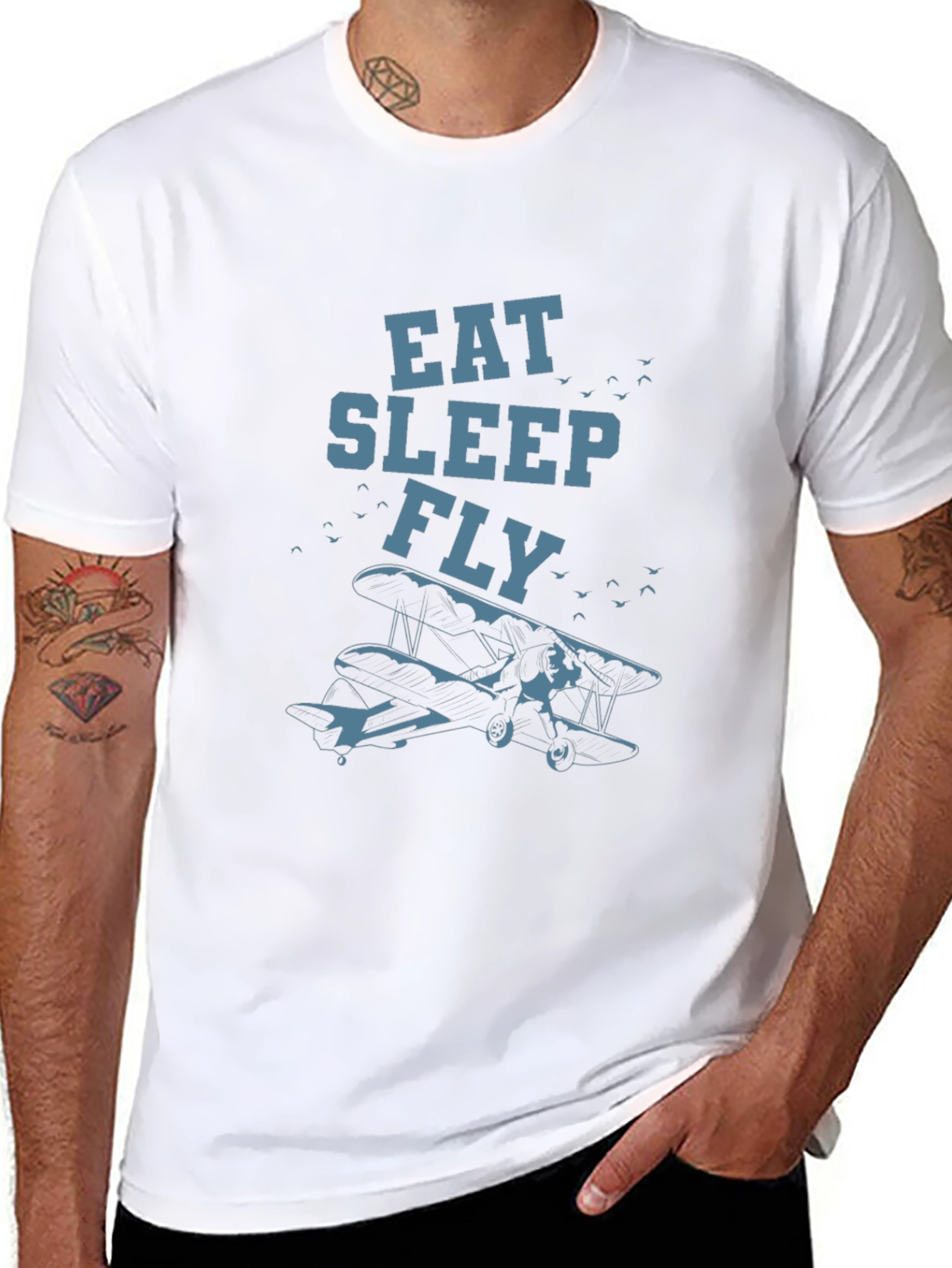 Eat Sleep Fly Graphic Tee - Airplane Lovers Shirt