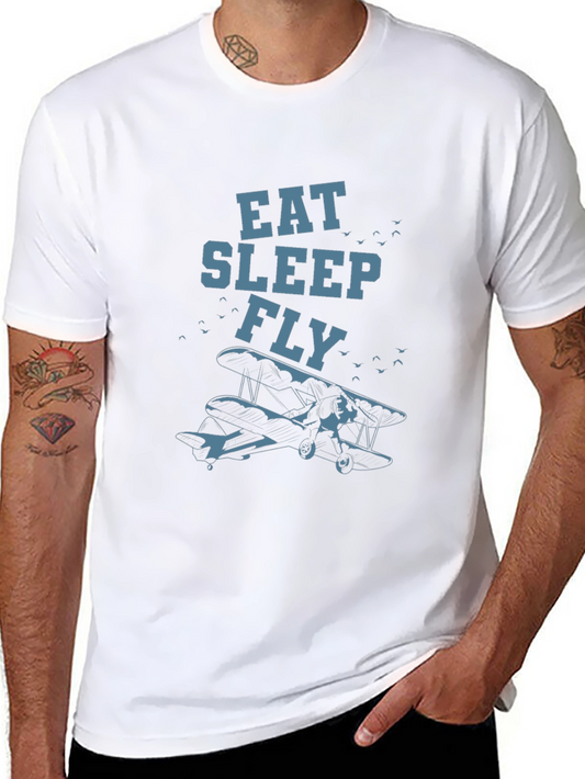 Eat Sleep Fly Graphic Tee - Airplane Lovers Shirt