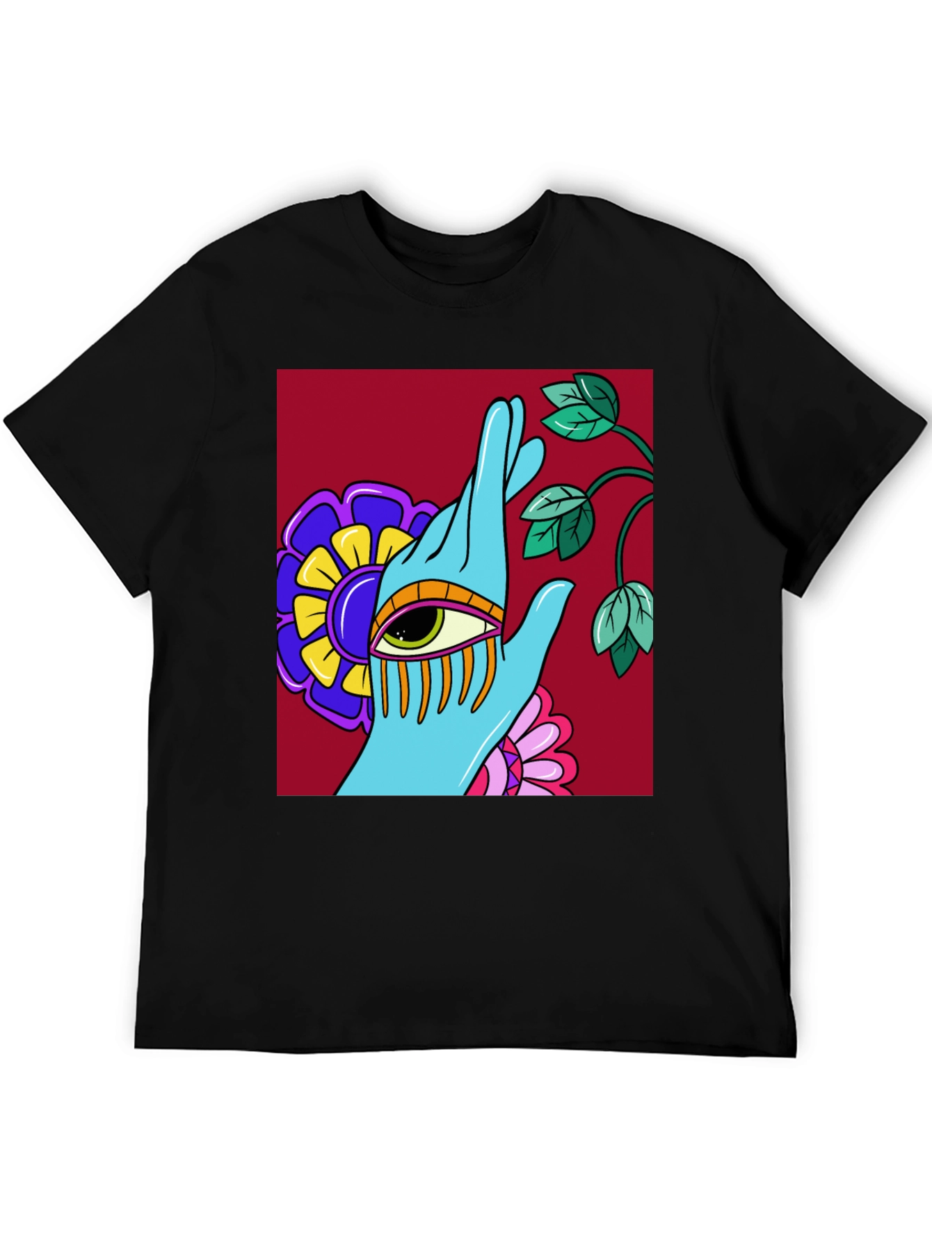 Eye Hand Flower Graphic T-Shirt - Artistic Streetwear