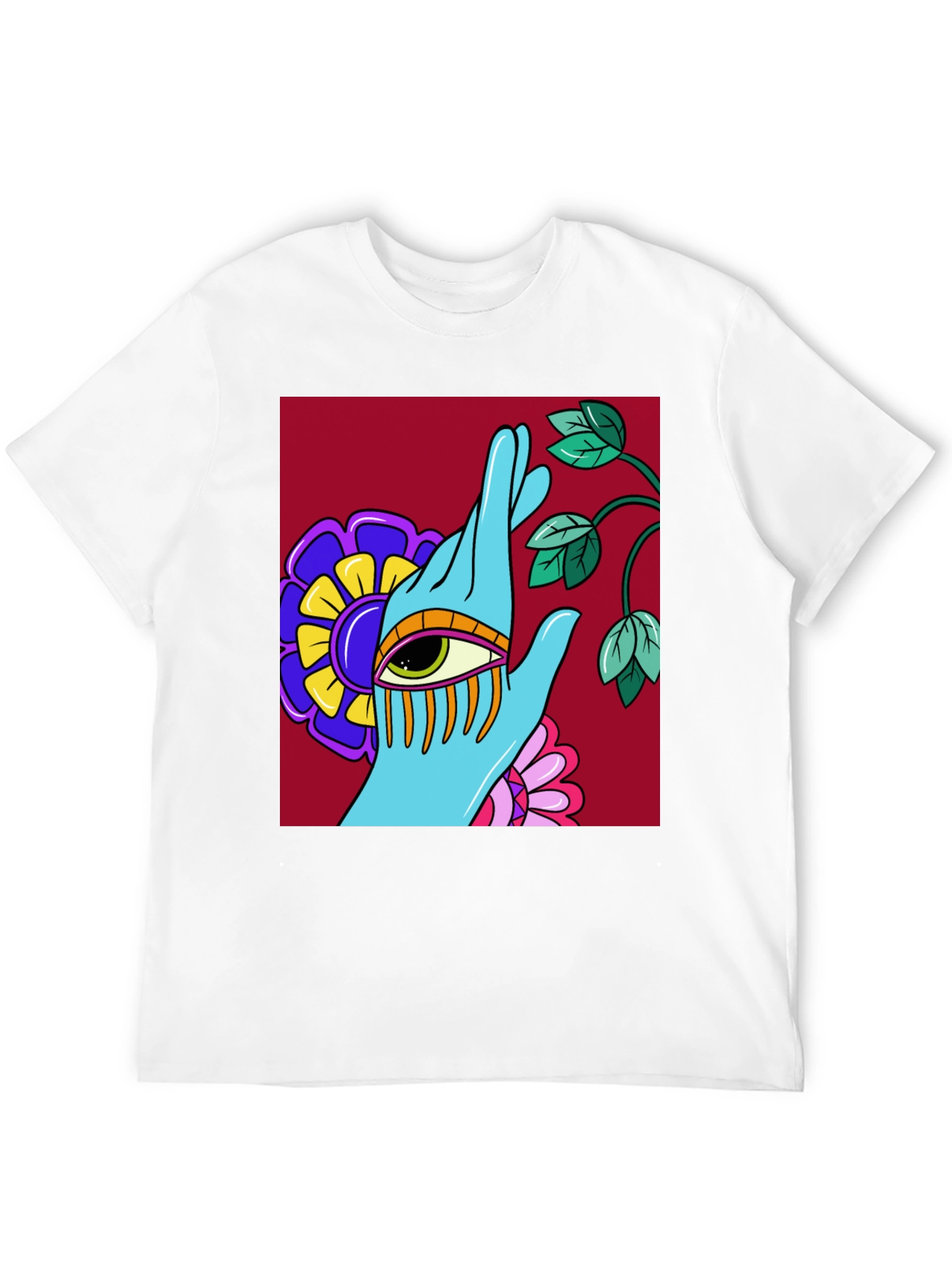 Eye Hand Flower Graphic T-Shirt - Artistic Streetwear