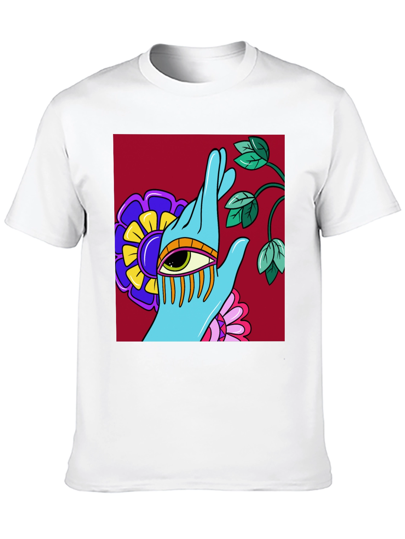 Eye Hand Flower Graphic T-Shirt - Artistic Streetwear