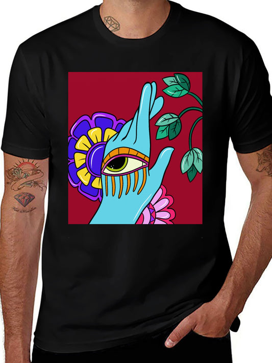 Eye Hand Flower Graphic T-Shirt - Artistic Streetwear