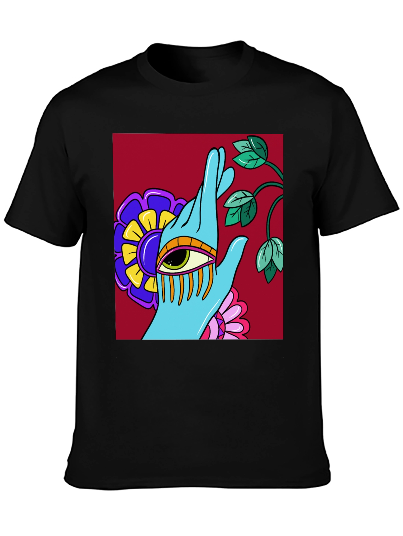 Eye Hand Flower Graphic T-Shirt - Artistic Streetwear