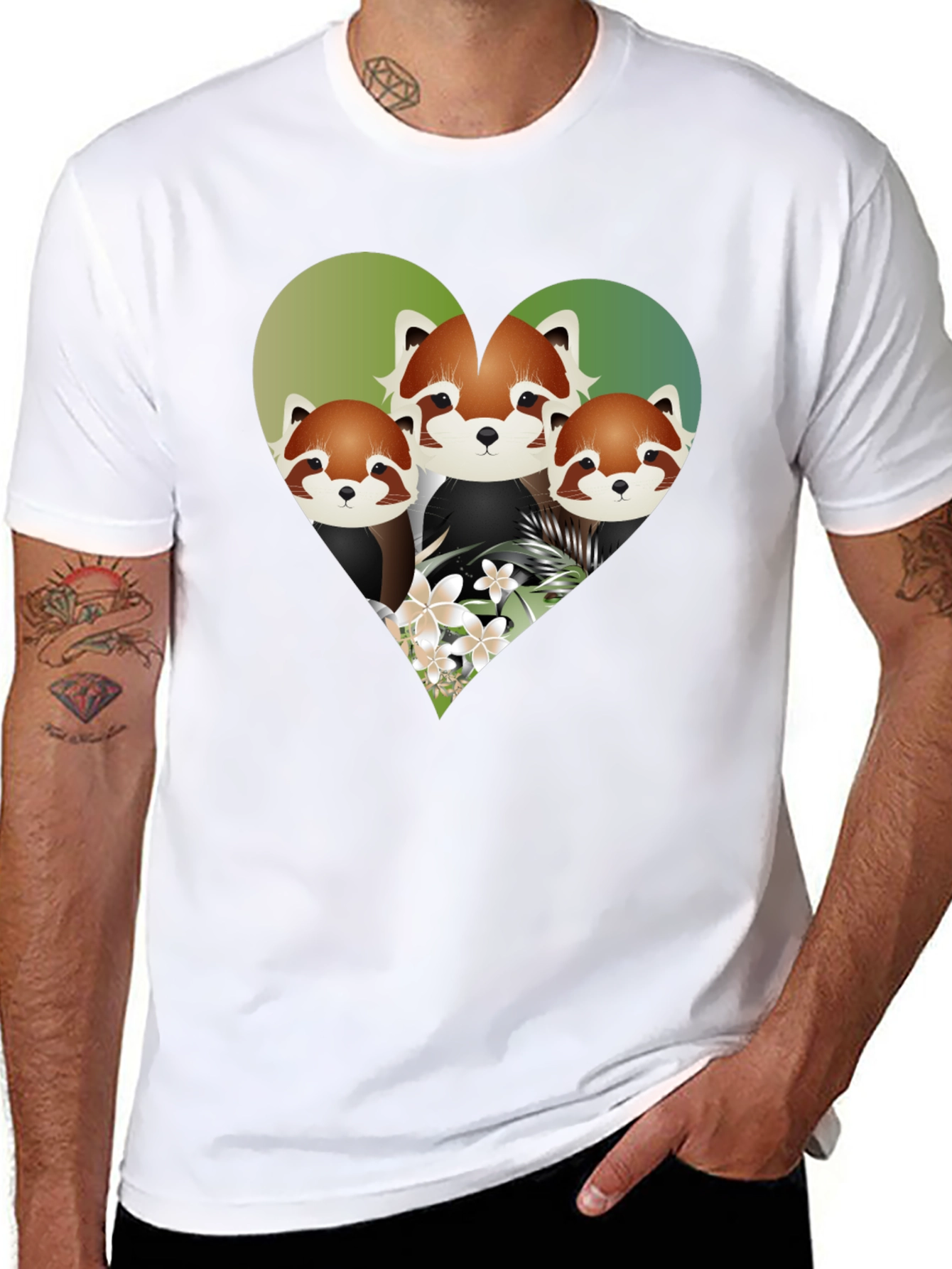 Cute Red Panda Heart Graphic Tee
