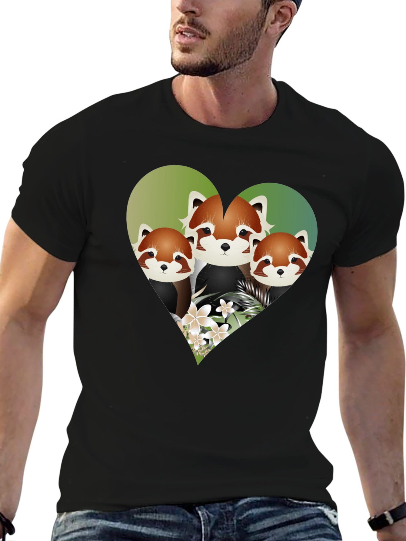 Cute Red Panda Heart Graphic Tee