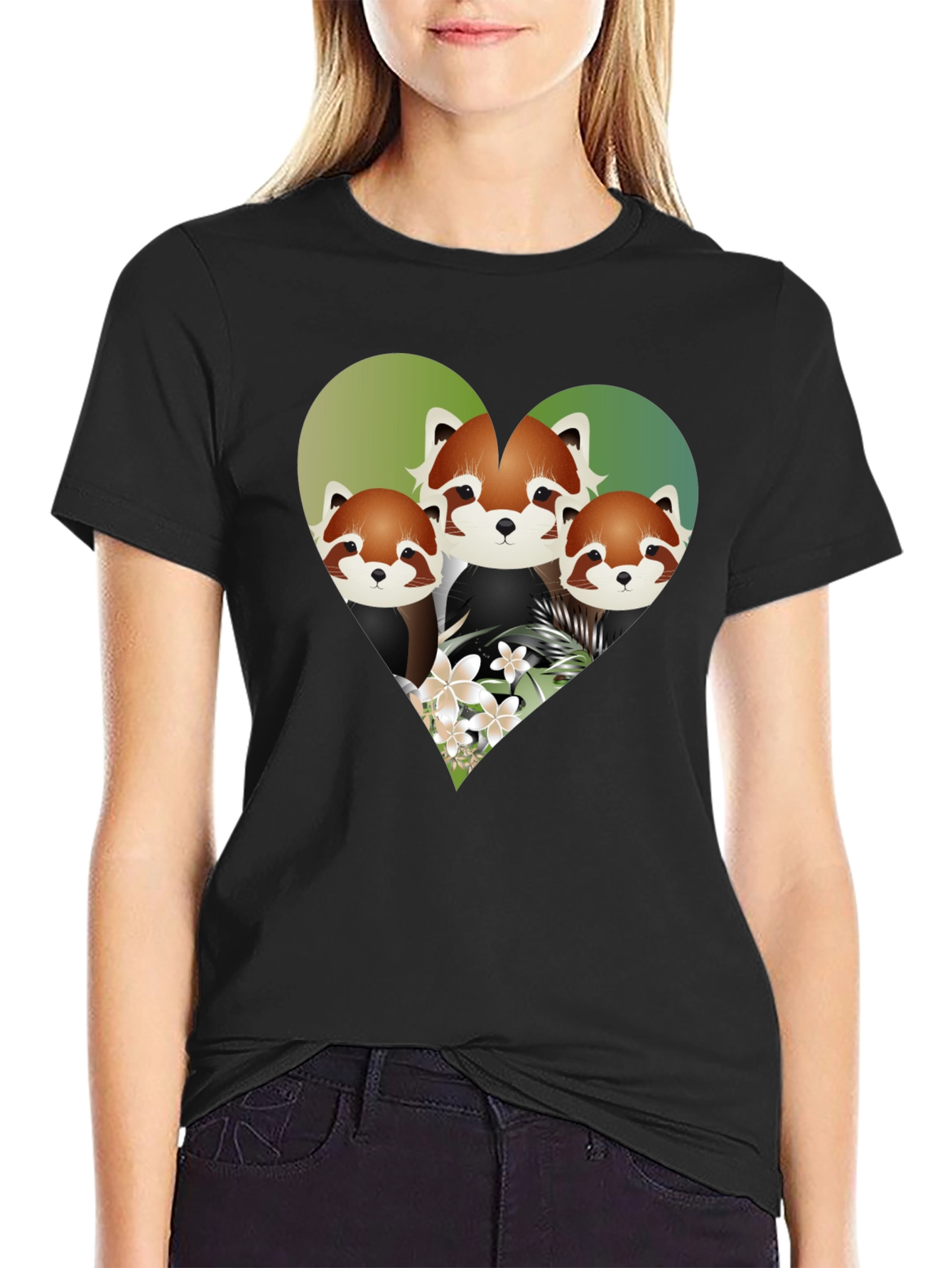 Cute Red Panda Heart Graphic Tee