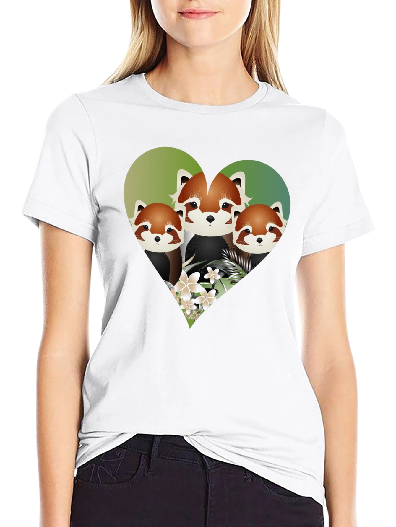 Cute Red Panda Heart Graphic Tee