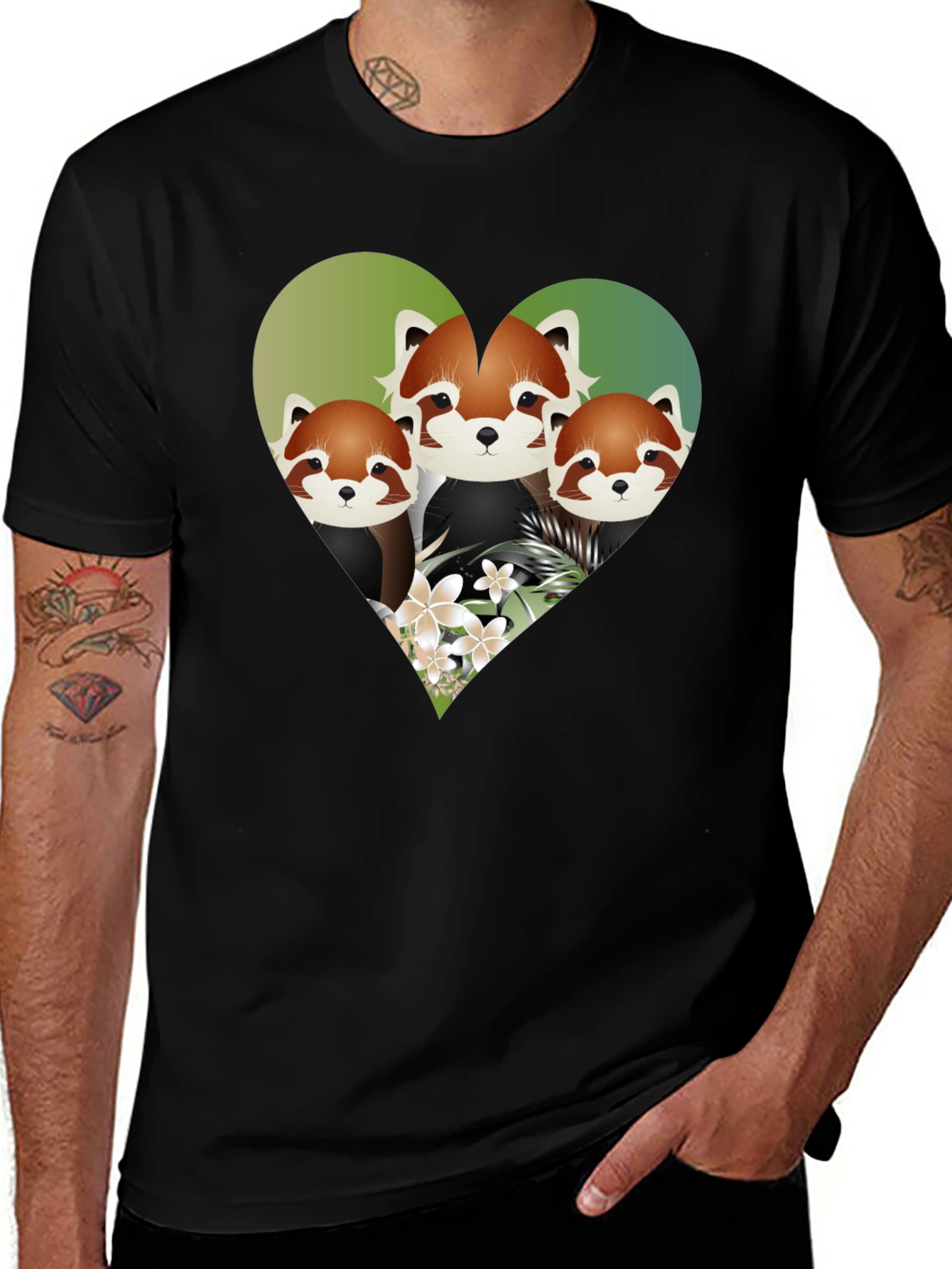 Cute Red Panda Heart Graphic Tee