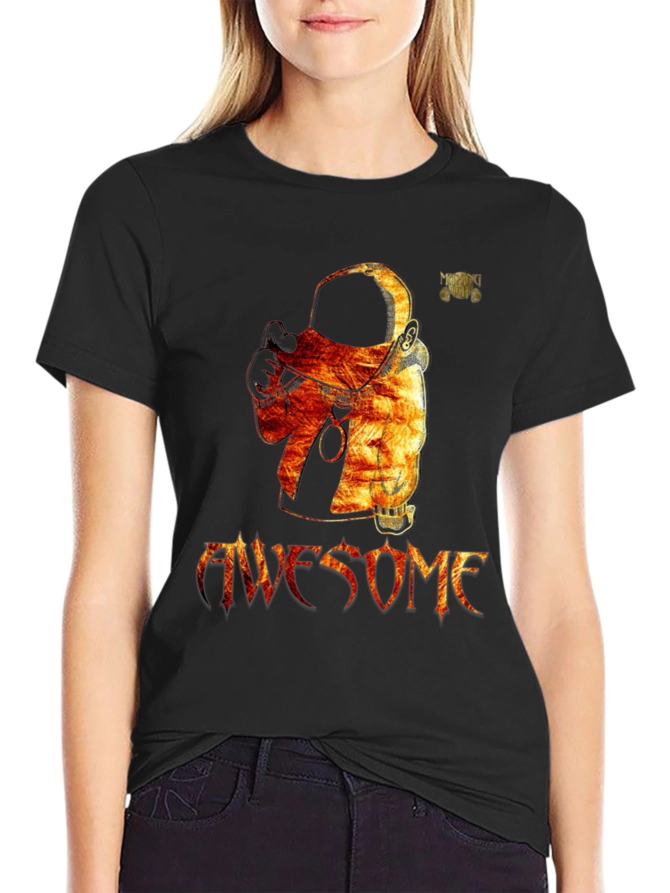 Awesome Astronaut Graphic Black T-Shirt