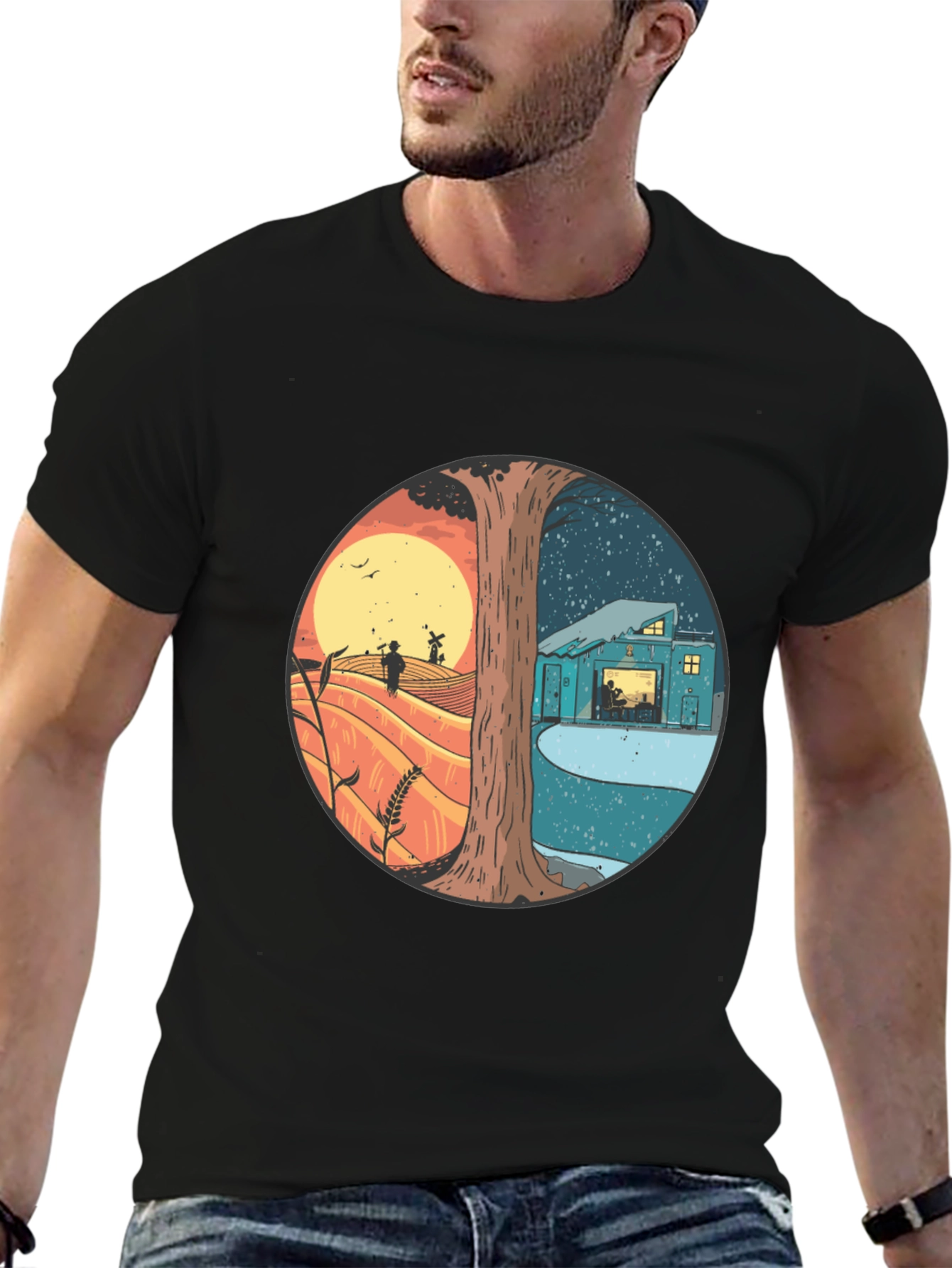Day & Night T-Shirt - Unique Graphic Tee